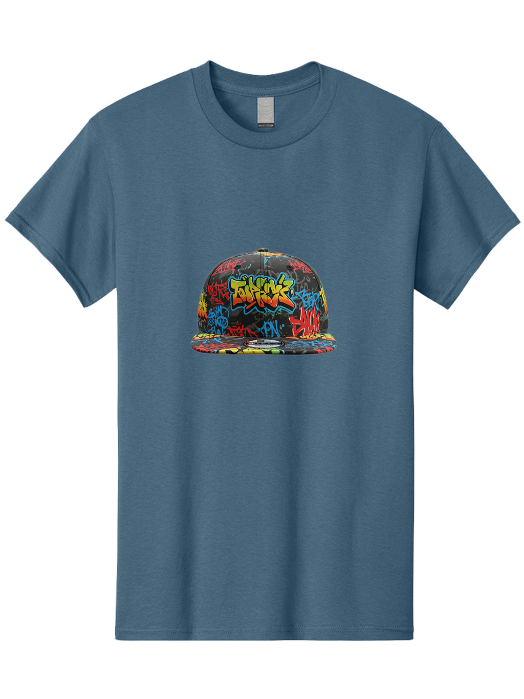 Talkfok-Graffiti-Baseball-Cap Men'S Graphic Tee, 100% Cotton, Comfortable Casual Summer Wear, Machine Washable, Graffiti Cap, Streetwear Fashion, Urban Style, Colorful Hat, Daft Punk, Vibrant Design, Street Art, Fashion Accessory, Trendy Hat, Bad801