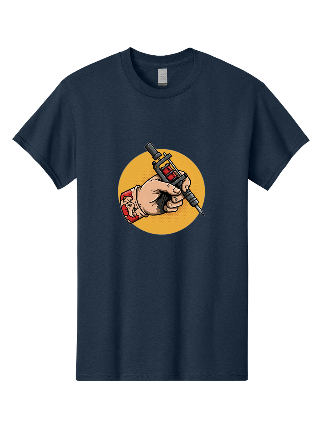 Tattoo-Machine-Hand Men'S Graphic Tee, 100% Cotton, Comfortable Casual Summer Wear, Machine Washable, Tattoo Machine, Tattooed Hand, Tattoo Art, Body Art, Inked Art, Tattoo Artist, Tattoo Culture, Artistry, Creativity Bad807