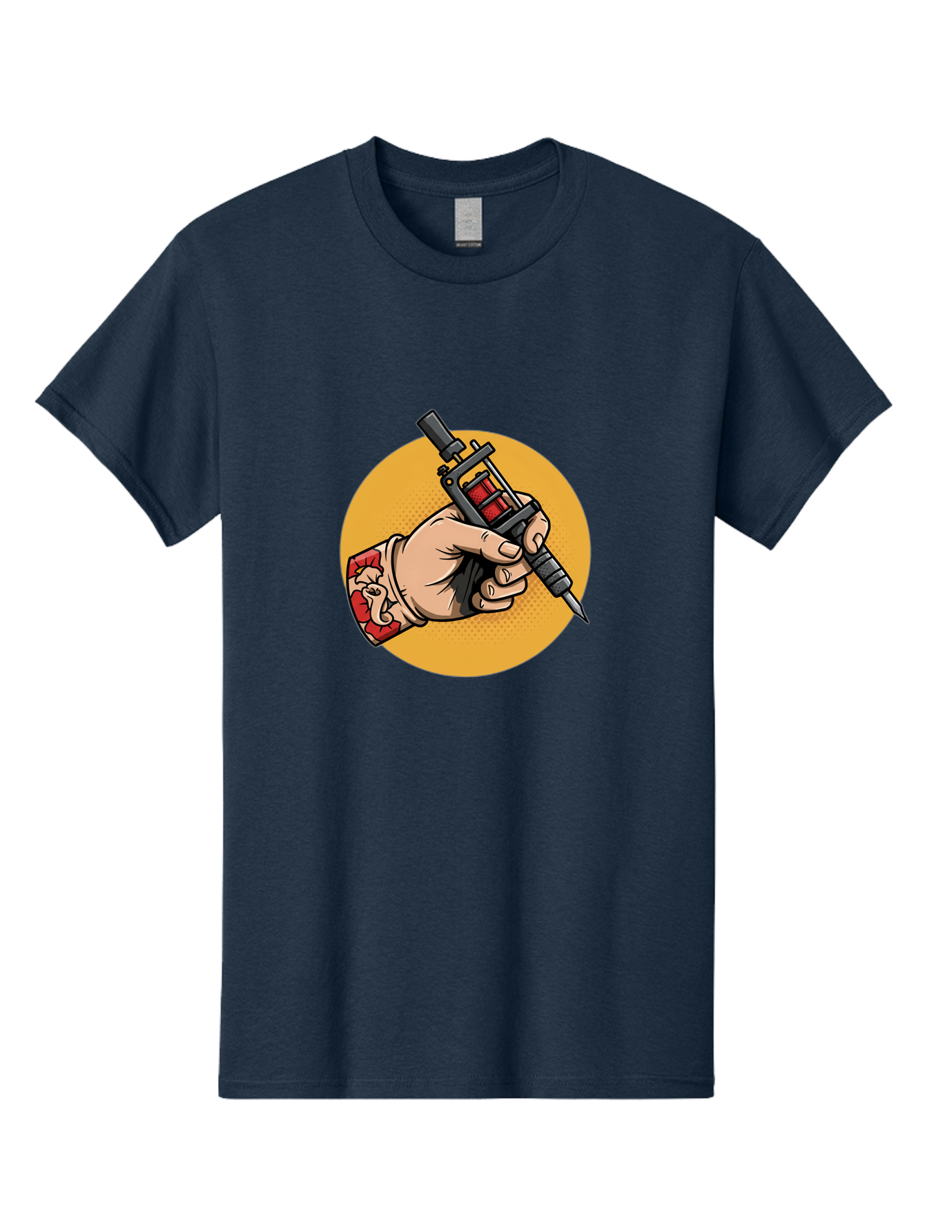 Tattoo-Machine-Hand Men'S Graphic Tee, 100% Cotton, Comfortable Casual Summer Wear, Machine Washable, Tattoo Machine, Tattooed Hand, Tattoo Art, Body Art, Inked Art, Tattoo Artist, Tattoo Culture, Artistry, Creativity Bad807