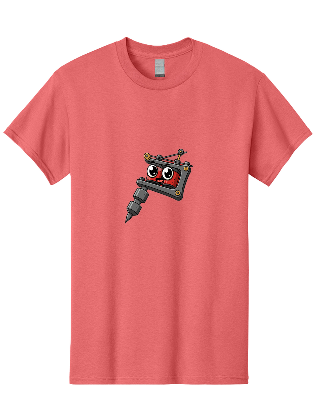 Tattoo-Machine Men'S Graphic Tee, 100% Cotton, Comfortable Casual Summer Wear, Machine Washable, Cartoon Tattoo Machine, Anthropomorphic Design, Kawaii Style, Tattoo Equipment, Mechanical Art, Body Art, Tattoo Culture, Ink Art, Bad812