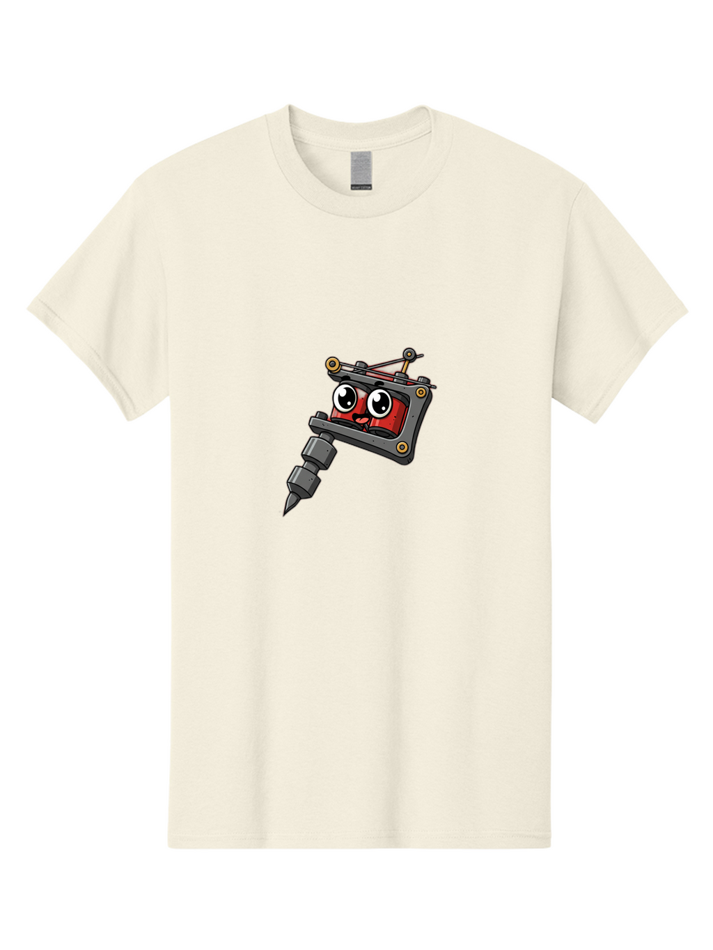 Tattoo-Machine Men'S Graphic Tee, 100% Cotton, Comfortable Casual Summer Wear, Machine Washable, Cartoon Tattoo Machine, Anthropomorphic Design, Kawaii Style, Tattoo Equipment, Mechanical Art, Body Art, Tattoo Culture, Ink Art, Bad812