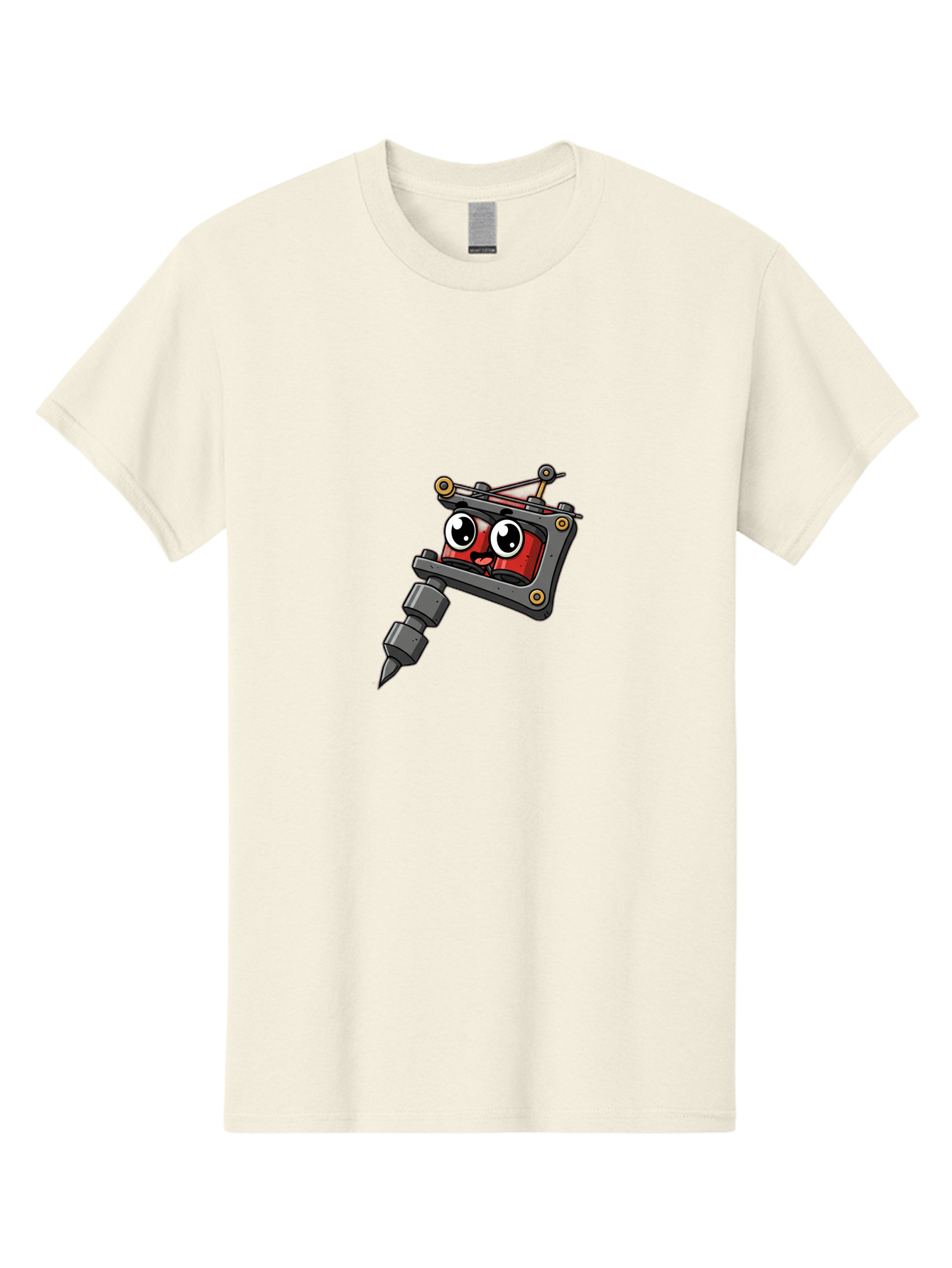 Tattoo-Machine Men'S Graphic Tee, 100% Cotton, Comfortable Casual Summer Wear, Machine Washable, Cartoon Tattoo Machine, Anthropomorphic Design, Kawaii Style, Tattoo Equipment, Mechanical Art, Body Art, Tattoo Culture, Ink Art, Bad812