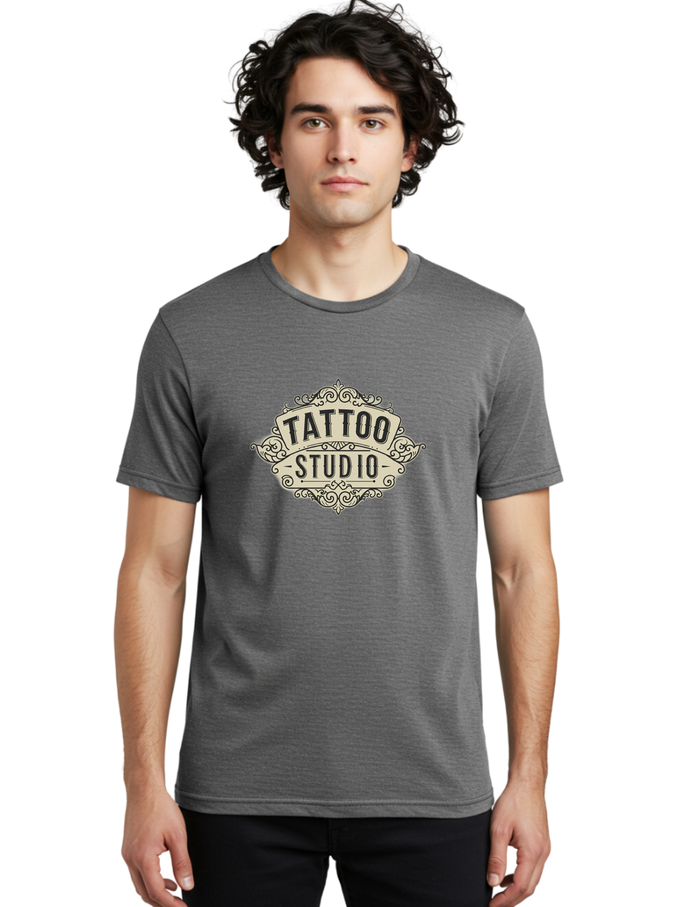 Tattoo-Studio-4 Men'S Graphic Tee, 100% Cotton, Comfortable Casual Summer Wear, Machine Washable, Tattoo Studio, Vintage Logo, Ornate Design, Black And White, Tattoo Art, Body Art, Tattoo Parlor, Ink Studio Bad818