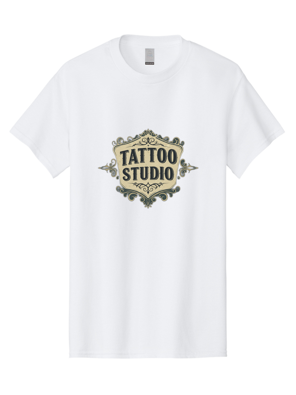 Tattoo-Studio-5 Men'S Graphic Tee, 100% Cotton, Comfortable Casual Summer Wear, Machine Washable, Tattoo Studio, Tattoo Art, Body Art, Ink Designs, Tattoo Parlor, Custom Tattoos, Intricate Details, Ornate Frames, Vintage Style Bad819