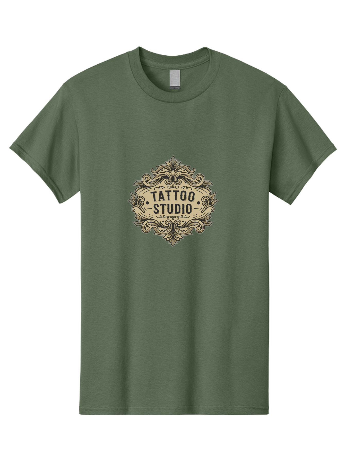 Tattoo-Studio-7 Men'S Graphic Tee, 100% Cotton, Comfortable Casual Summer Wear, Machine Washable, Tattoo Studio Logo, Vintage Design, Ornate Graphics, Classic Typography, Body Art, Tattoo Parlor, Intricate Details, Tattoo Artists Bad821