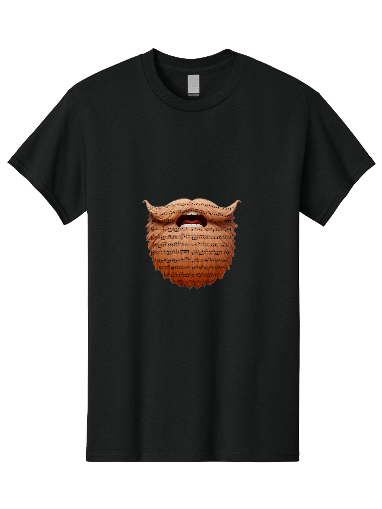The-Barber-Of-Seville Men'S Graphic Tee, 100% Cotton, Comfortable Casual Summer Wear, Machine Washable, Musical Notes, Bearded Man, Singing, Music Art, Creative Illustration, Sheet Music, Melodic, Harmony, Vocal Performance, Bad834