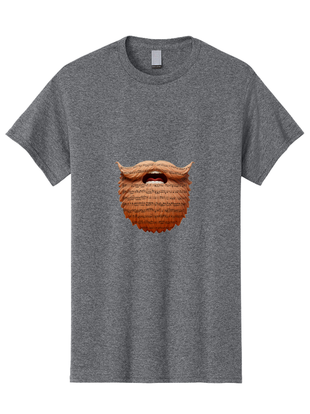 The-Barber-Of-Seville Men'S Graphic Tee, 100% Cotton, Comfortable Casual Summer Wear, Machine Washable, Musical Notes, Bearded Man, Singing, Music Art, Creative Illustration, Sheet Music, Melodic, Harmony, Vocal Performance, Bad834