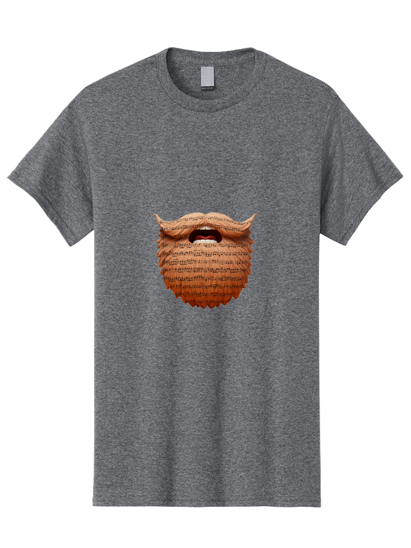 The-Barber-Of-Seville Men'S Graphic Tee, 100% Cotton, Comfortable Casual Summer Wear, Machine Washable, Musical Notes, Bearded Man, Singing, Music Art, Creative Illustration, Sheet Music, Melodic, Harmony, Vocal Performance, Bad834