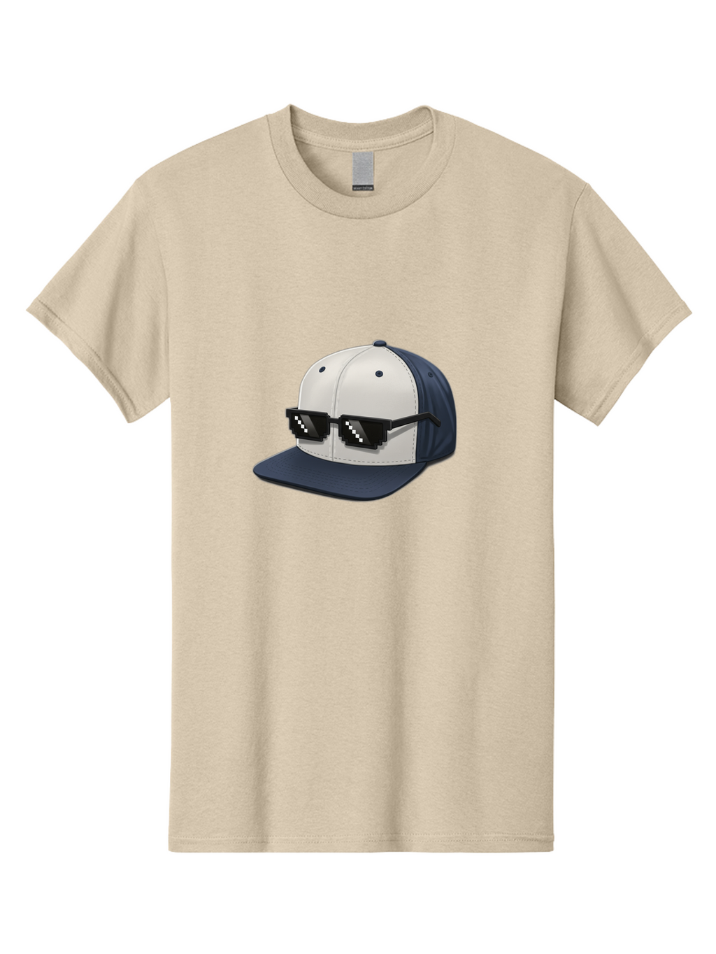 Thug-Life-Cap Men'S Graphic Tee, 100% Cotton, Comfortable Casual Summer Wear, Machine Washable, Baseball Cap, Thug Life, Pixelated Sunglasses, Trendy Fashion, Streetwear Style, Cool Accessories, Urban Clothing, Casual Wear, Modern Design, Bad839