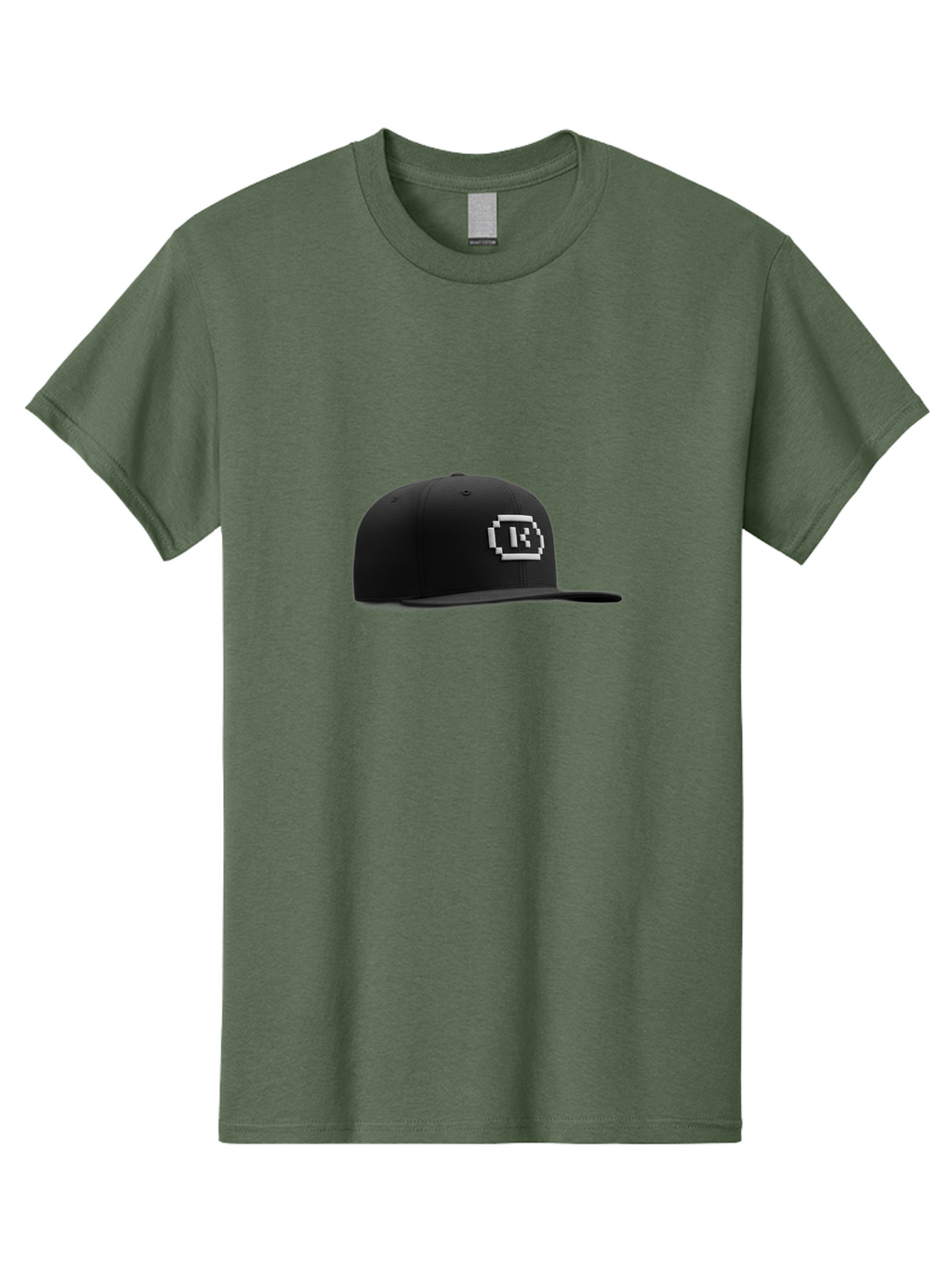 Tk-Baseball-Hat Men'S Graphic Tee, 100% Cotton, Comfortable Casual Summer Wear, Machine Washable, Black Baseball Cap, Pixel Art Logo, White 'R' Emblem, Trendy Headwear, Streetwear Fashion, Casual Style, Urban Apparel, Gamer Accessories, Bad845
