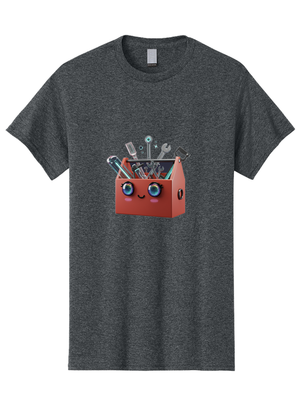 Toolbox-2 Men'S Graphic Tee, 100% Cotton, Comfortable Casual Summer Wear, Machine Washable, Tool Box With Face, Cartoon Tool Box, Toolbox With Tools, Wrenches And Screwdrivers, Diy, Handyman, Repair, Maintenance, Colorful Eyes Bad848