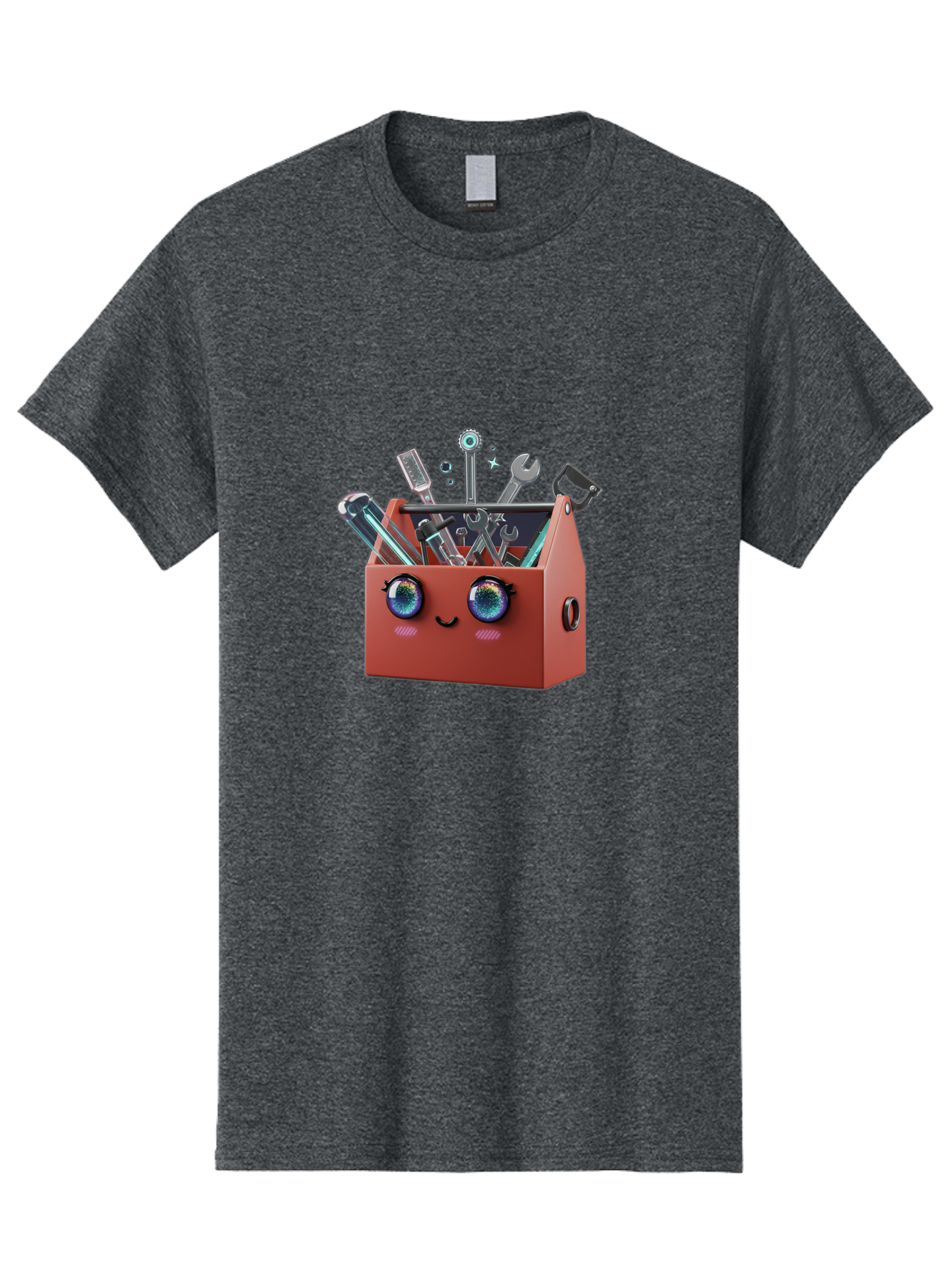 Toolbox-2 Men'S Graphic Tee, 100% Cotton, Comfortable Casual Summer Wear, Machine Washable, Tool Box With Face, Cartoon Tool Box, Toolbox With Tools, Wrenches And Screwdrivers, Diy, Handyman, Repair, Maintenance, Colorful Eyes Bad848
