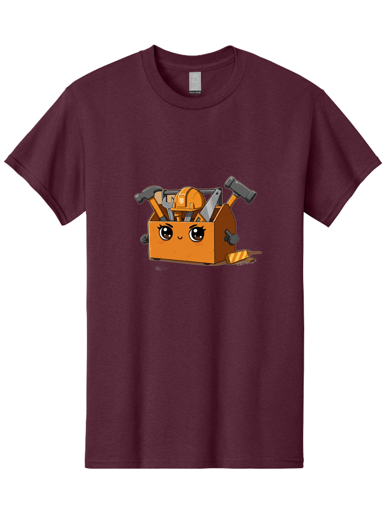 Toolbox-3 Men'S Graphic Tee, 100% Cotton, Comfortable Casual Summer Wear, Machine Washable, Toolbox With Tools, Cartoon Style, Adorable Character, Hammer, Saw, Wrench, Hard Hat, Diy, Handyman, Construction Equipment, Cartoon Character Bad849