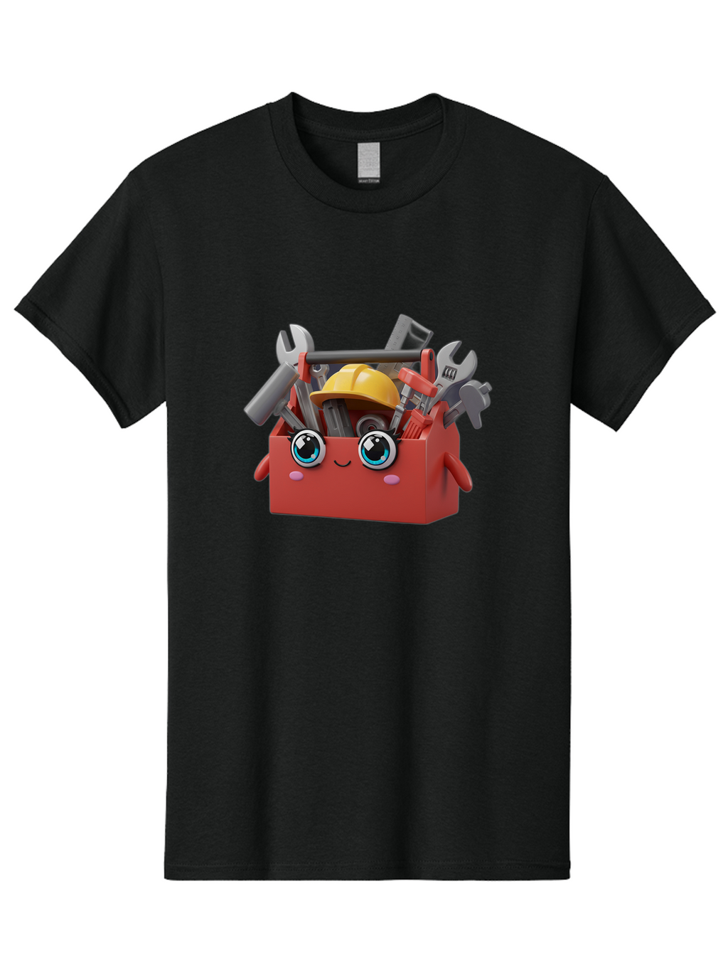 Toolbox Men'S Graphic Tee, 100% Cotton, Comfortable Casual Summer Wear, Machine Washable, Toolbox With Tools, Construction Equipment, Cartoon Character, 3D Illustration, Wrenches, Pliers, Hammer, Hard Hat, Diy Project, Handyman, Repair, Bad851