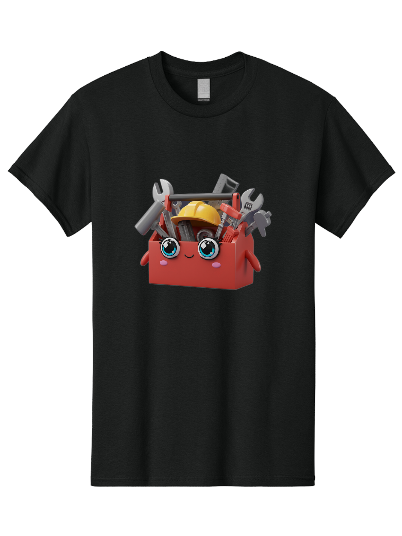 Toolbox Men'S Graphic Tee, 100% Cotton, Comfortable Casual Summer Wear, Machine Washable, Toolbox With Tools, Construction Equipment, Cartoon Character, 3D Illustration, Wrenches, Pliers, Hammer, Hard Hat, Diy Project, Handyman, Repair, Bad851