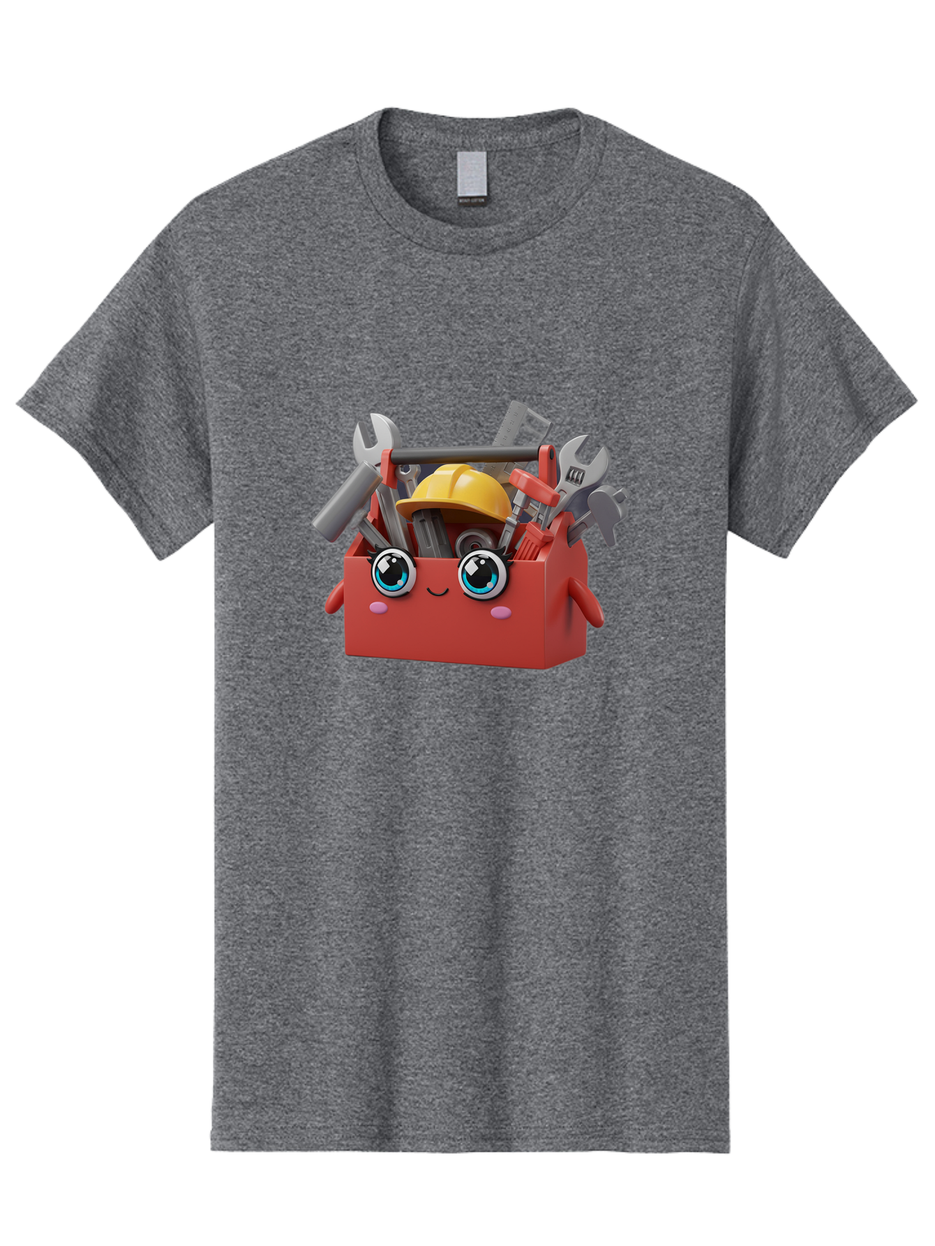 Toolbox Men'S Graphic Tee, 100% Cotton, Comfortable Casual Summer Wear, Machine Washable, Toolbox With Tools, Construction Equipment, Cartoon Character, 3D Illustration, Wrenches, Pliers, Hammer, Hard Hat, Diy Project, Handyman, Repair, Bad851