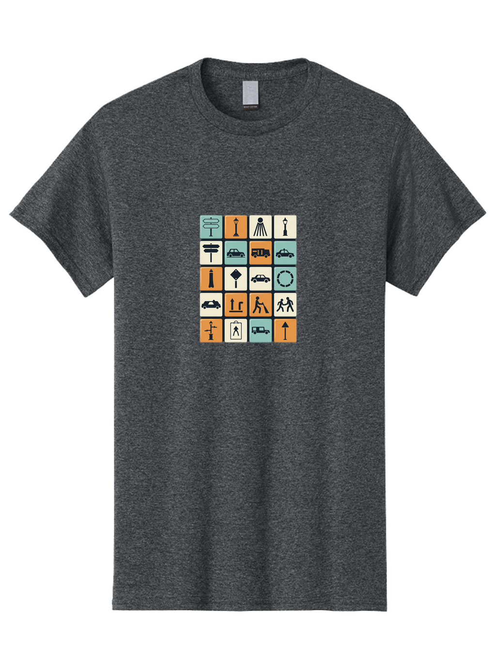 Traffic-Signs Men'S Graphic Tee, 100% Cotton, Comfortable Casual Summer Wear, Machine Washable, Traffic Signs, Road Signs, Direction Signs, Traffic Icons, Street Signs, Navigation Symbols, Transportation Graphics, Urban Planning, Road Safety, Bad856