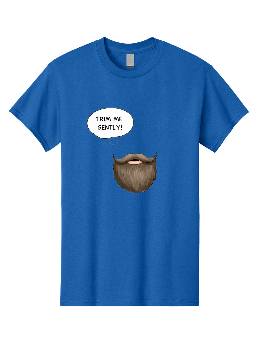 Trim-Me-Gently-2 Men'S Graphic Tee, 100% Cotton, Comfortable Casual Summer Wear, Machine Washable, Funny Cartoon Beard, Humorous Illustration, Whimsical Character, Mustache And Beard Combo, Playful Typography, Quirky Design, Bold Text, Bad863