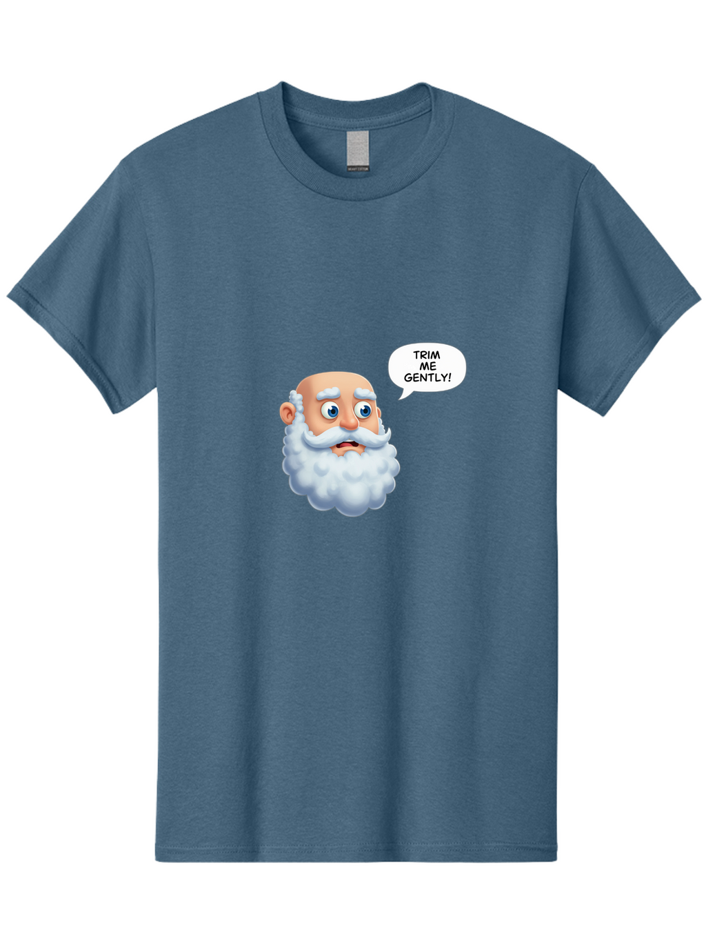 Trim-Me-Gently-4 Men'S Graphic Tee, 100% Cotton, Comfortable Casual Summer Wear, Machine Washable, Funny Cartoon Character, White Beard, Blue Eyes, Humorous Expression, Speech Bubble, Trim Me Gently, Comedic Style, Cartoon Humor, Bad865