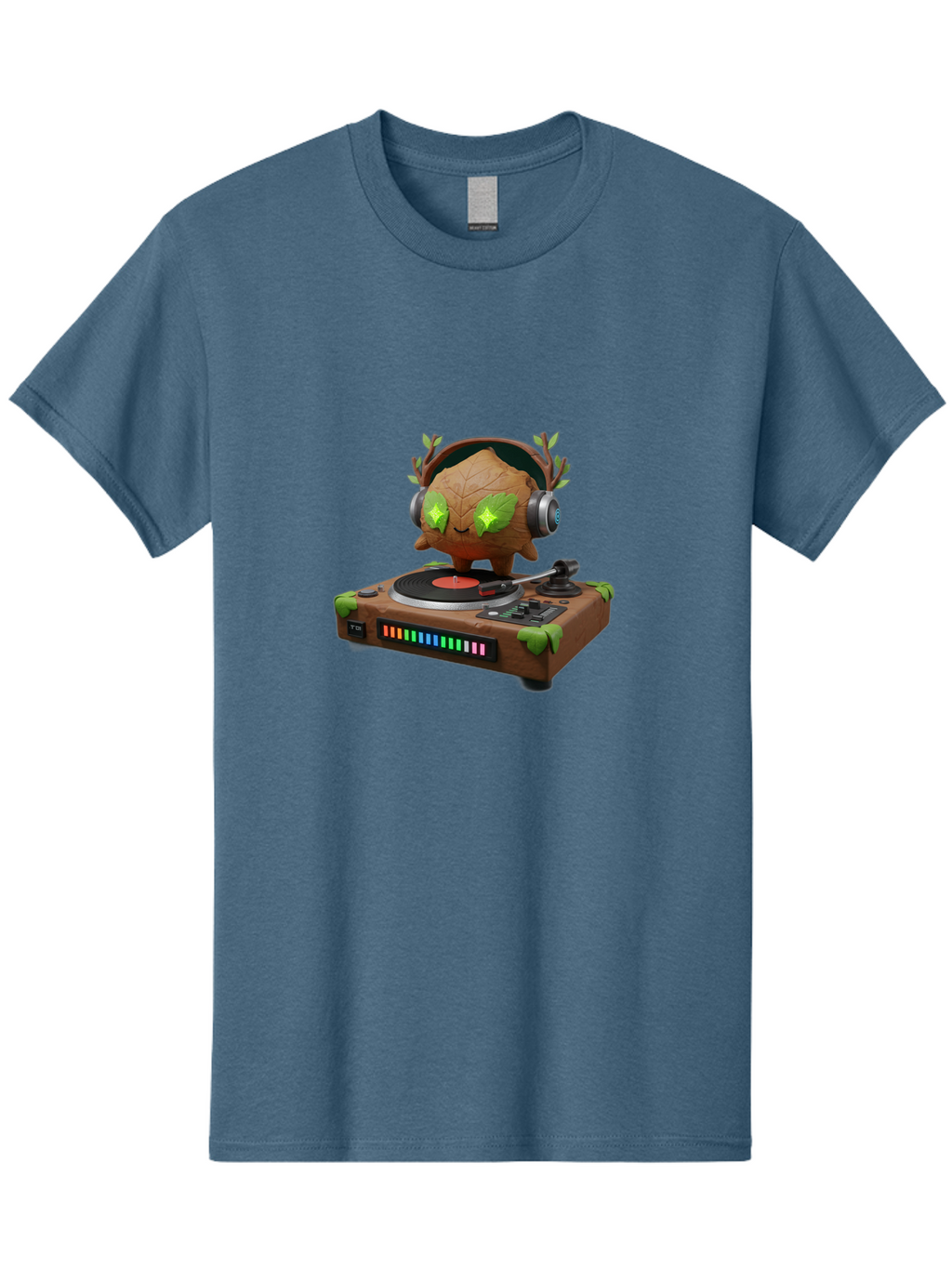 Tumbleweed-Dj Men'S Graphic Tee, 100% Cotton, Comfortable Casual Summer Wear, Machine Washable, Cartoon Leaf Dj, Record Player, Tumble Leaf, Music, Techno, Vinyl Records, Electronic Dance Music, Deejay Equipment Bad869