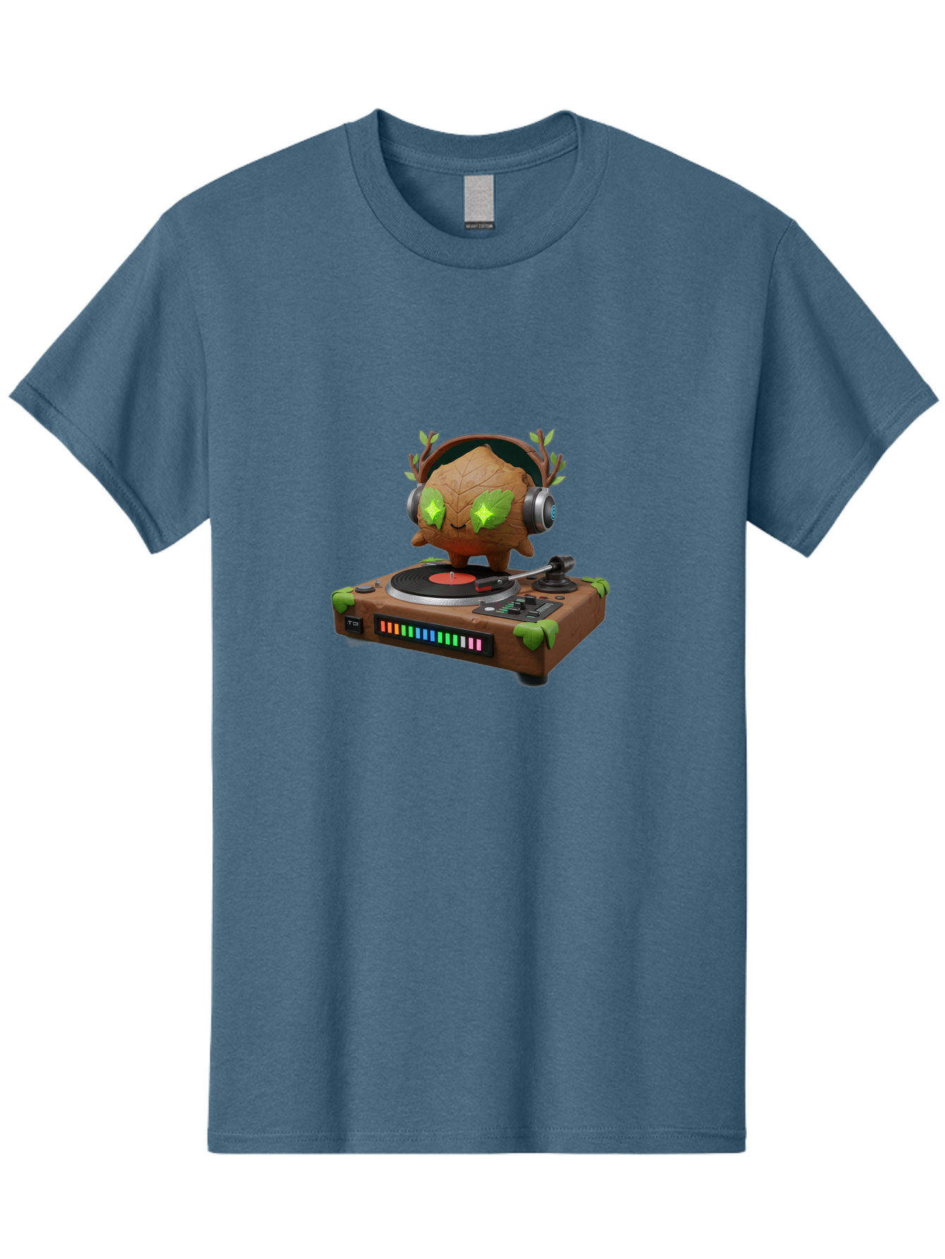 Tumbleweed-Dj Men'S Graphic Tee, 100% Cotton, Comfortable Casual Summer Wear, Machine Washable, Cartoon Leaf Dj, Record Player, Tumble Leaf, Music, Techno, Vinyl Records, Electronic Dance Music, Deejay Equipment Bad869