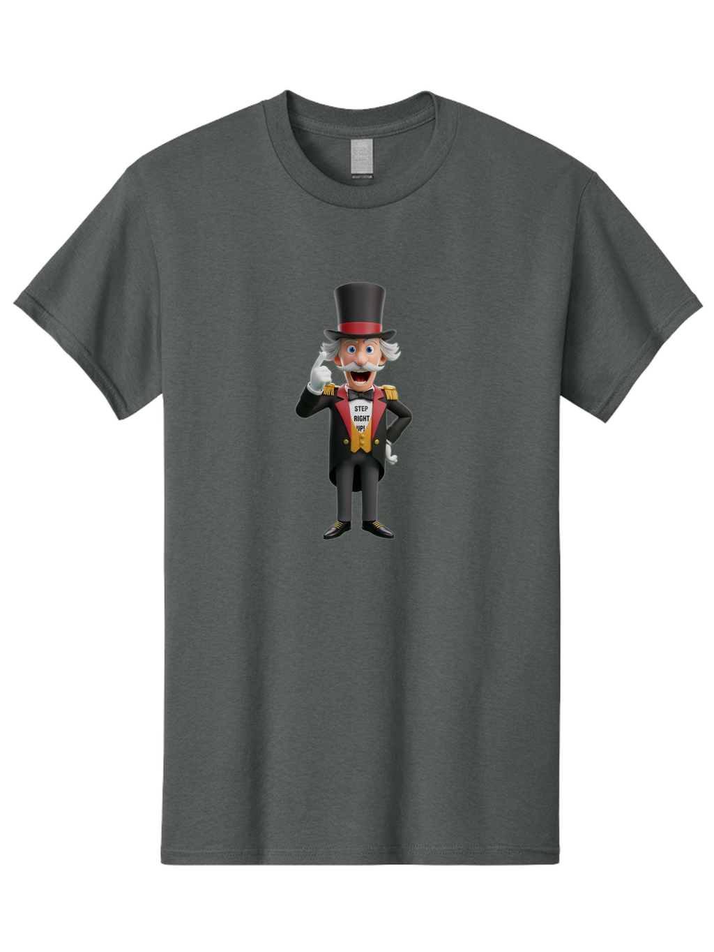 Uncle-Sam Men'S Graphic Tee, 100% Cotton, Comfortable Casual Summer Wear, Machine Washable, Uncle Sam Illustration, Cartoon Character, Usa Symbol, Patriotic Figure, Step Right Up!, Top Hat, White Gloves, Formal Attire, Vintage Style, Bad871