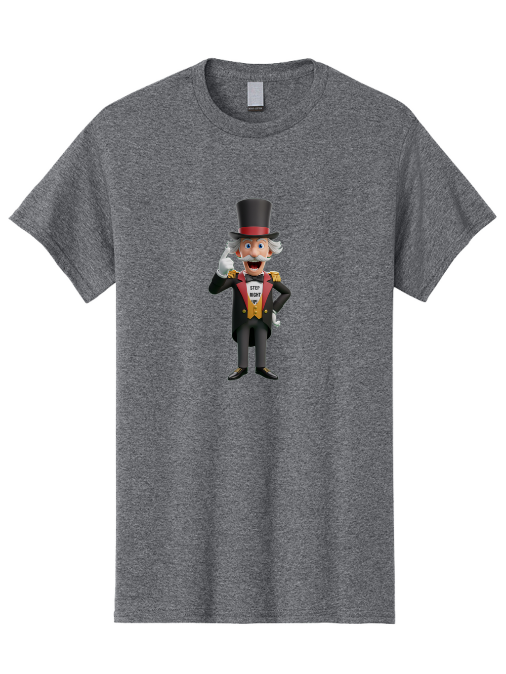 Uncle-Sam Men'S Graphic Tee, 100% Cotton, Comfortable Casual Summer Wear, Machine Washable, Uncle Sam Illustration, Cartoon Character, Usa Symbol, Patriotic Figure, Step Right Up!, Top Hat, White Gloves, Formal Attire, Vintage Style, Bad871
