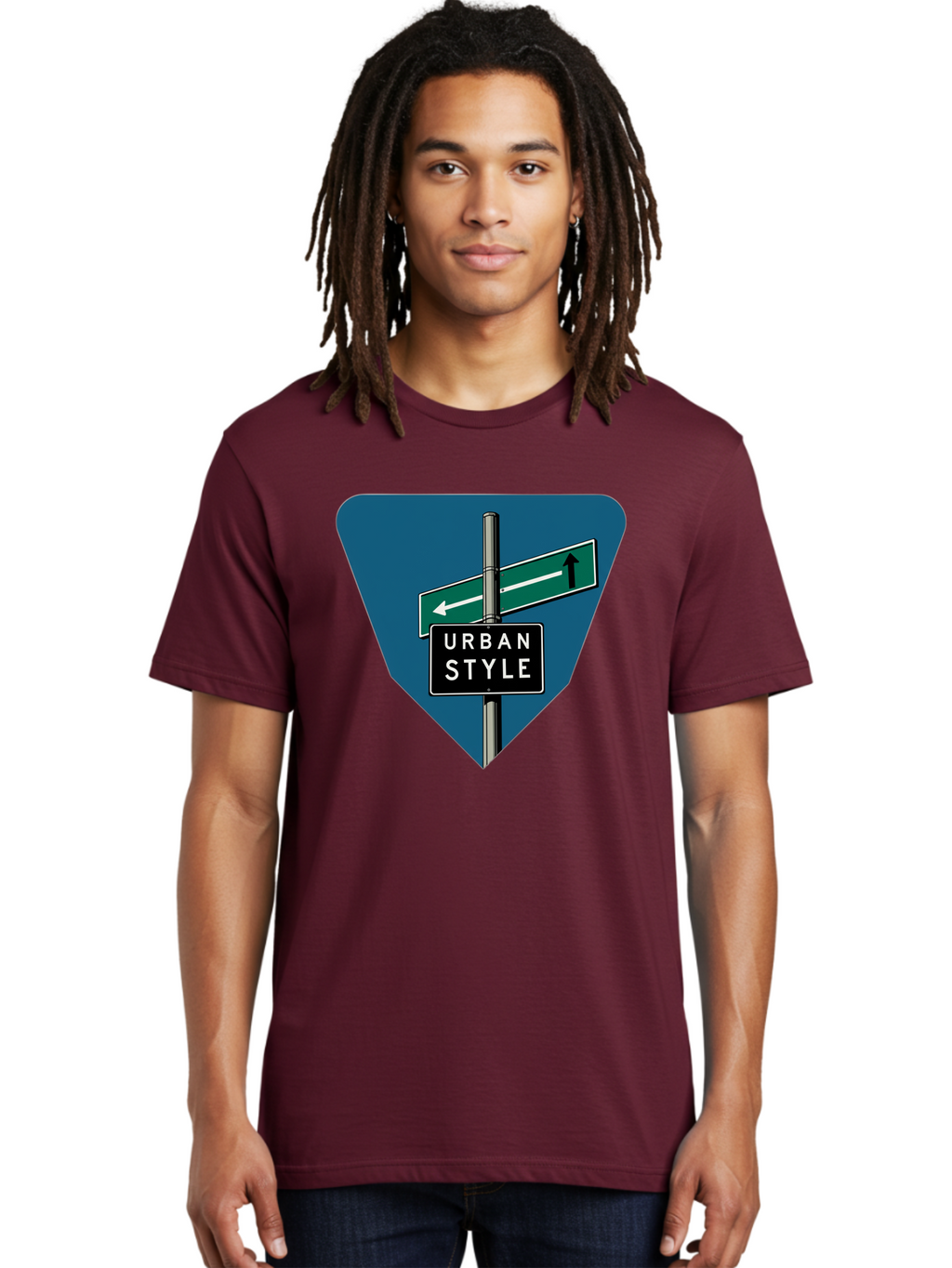 Urban-Style-2 Men'S Graphic Tee, 100% Cotton, Comfortable Casual Summer Wear, Machine Washable, Urban Style Signage, Directional Signs, City Navigation, Street Signs, Urban Direction, Urban Fashion Bad873