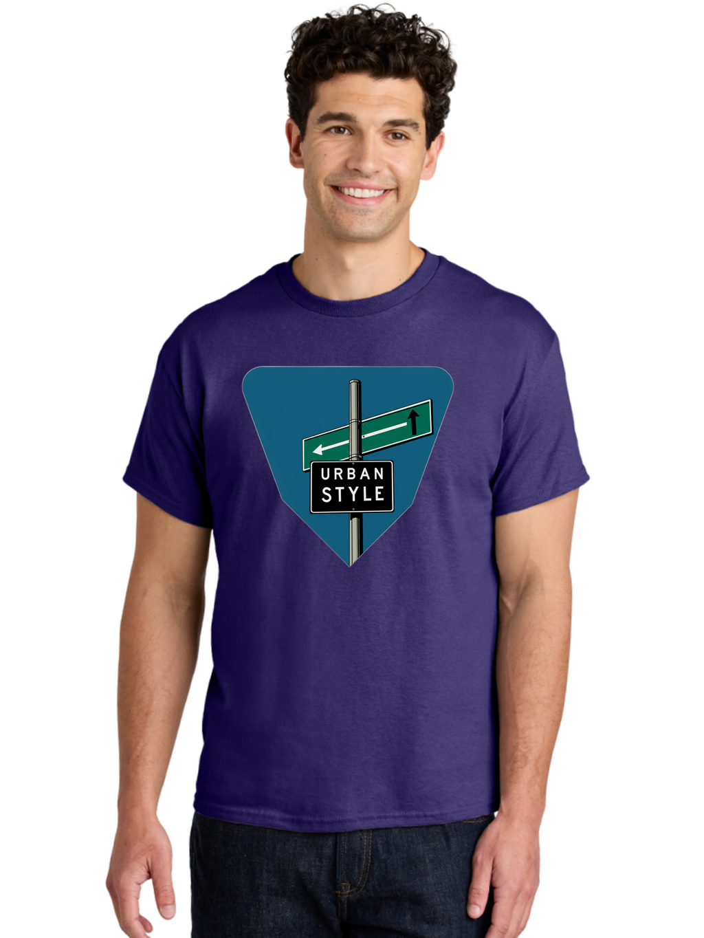 Urban-Style-2 Men'S Graphic Tee, 100% Cotton, Comfortable Casual Summer Wear, Machine Washable, Urban Style Signage, Directional Signs, City Navigation, Street Signs, Urban Direction, Urban Fashion Bad873
