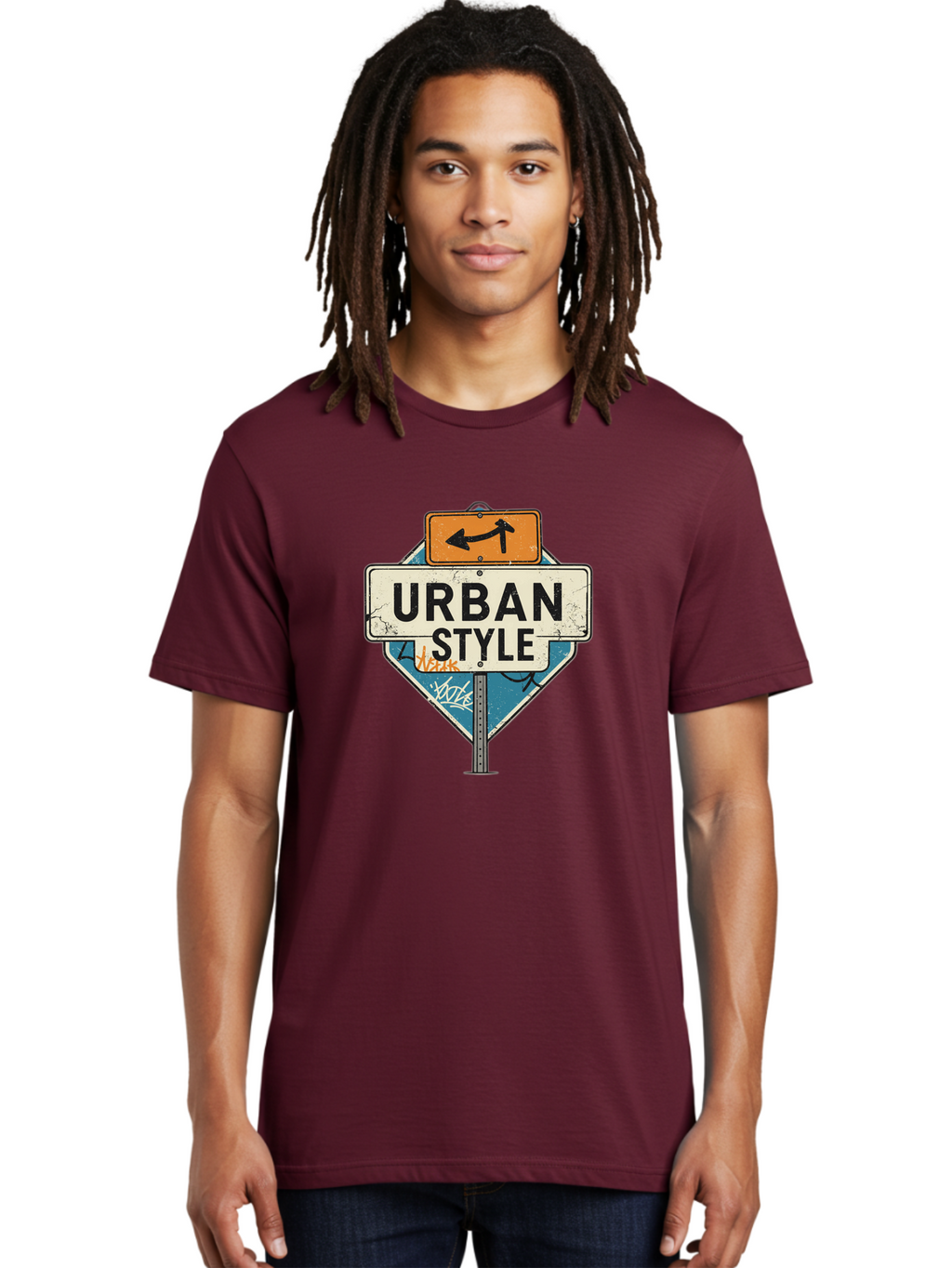 Urban-Style-3 Men'S Graphic Tee, 100% Cotton, Comfortable Casual Summer Wear, Machine Washable, Urban Style, Street Signs, Graffiti Art, Urban Culture, Street Fashion, City Life, Modern Aesthetic, Edgy Vibe, Urban Chic, Streetwear Style, Bad874