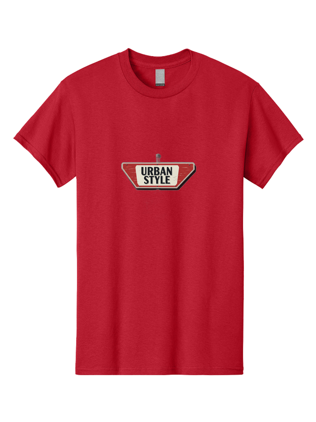 Urban-Style-4 Men'S Graphic Tee, 100% Cotton, Comfortable Casual Summer Wear, Machine Washable, Urban Style, Street Sign, Red And White, City Fashion, Modern Design, Urban Aesthetic, Streetwear, City Style, Urban Culture Bad875