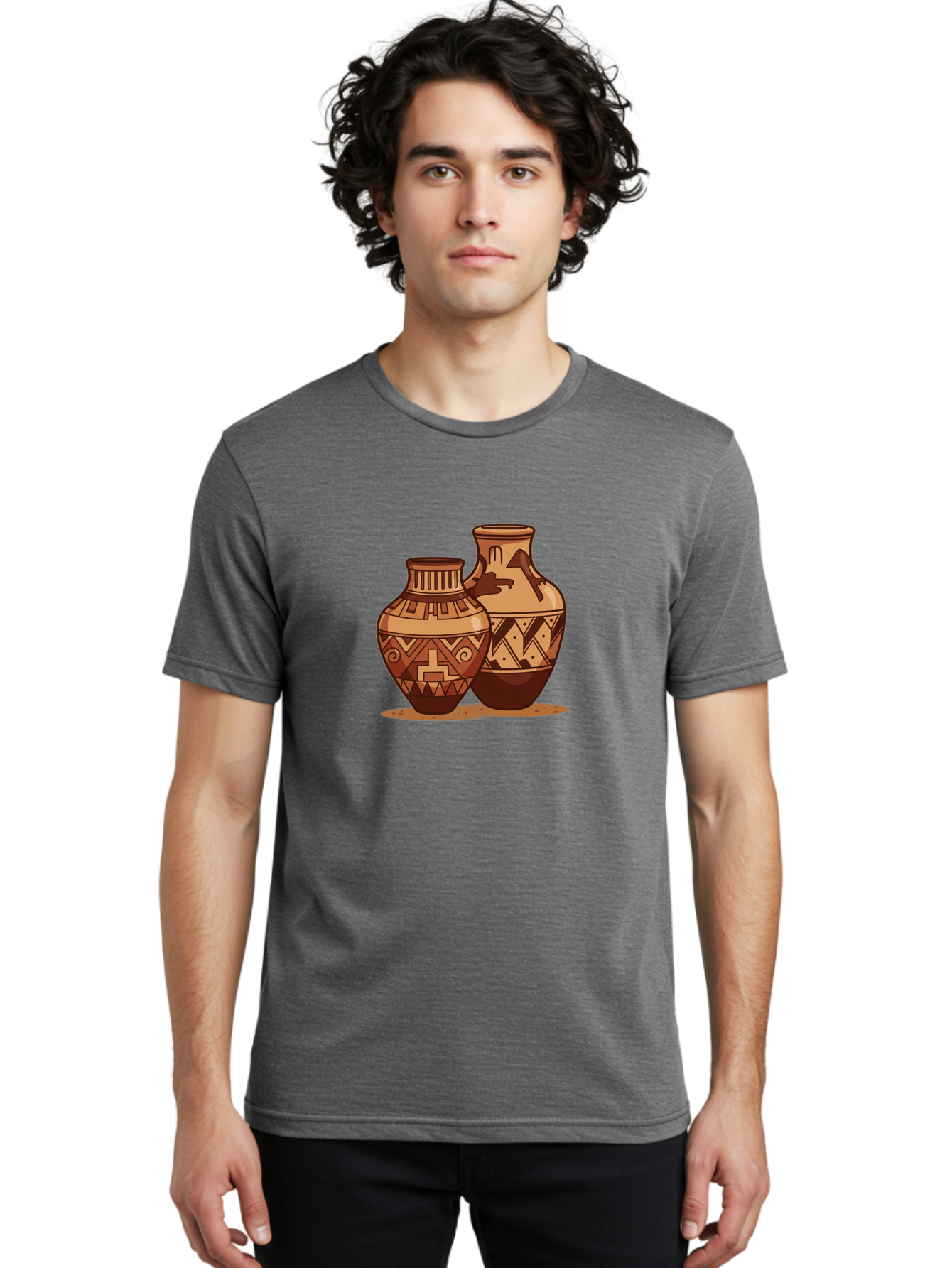 Vases Men'S Graphic Tee, 100% Cotton, Comfortable Casual Summer Wear, Machine Washable, Clay Pottery, Traditional Ceramics, Earthy Tones, Geometric Patterns, Tribal Designs, Cultural Heritage, Handmade Craftsmanship, Rustic Charm Bad885