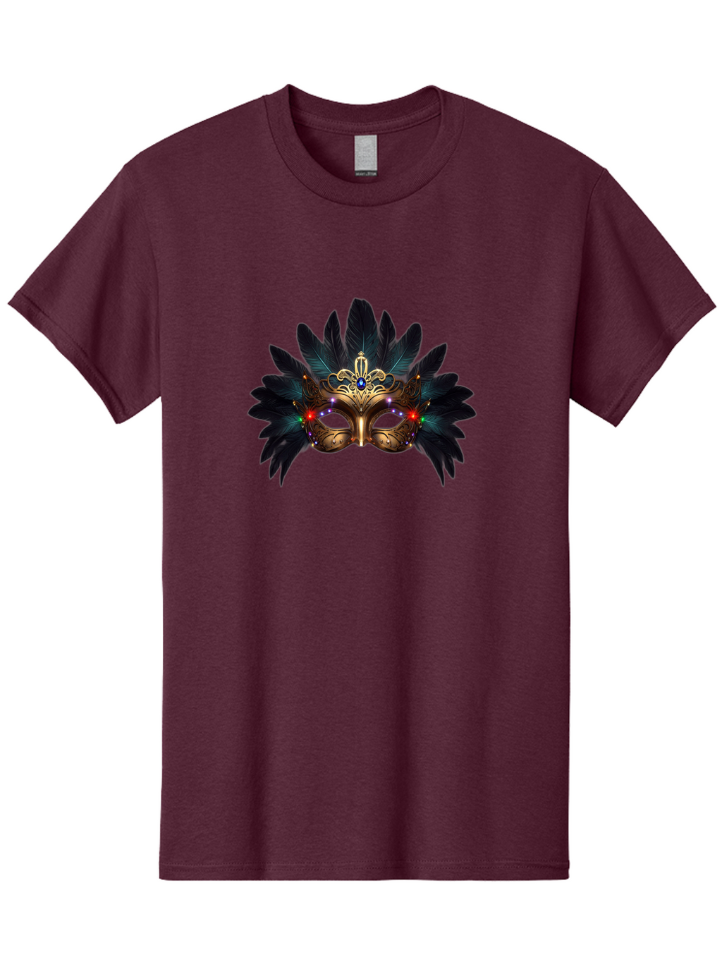 Venetian-Mask-2 Men'S Graphic Tee, 100% Cotton, Comfortable Casual Summer Wear, Machine Washable, Golden Mask, Venetian Mask, Carnival Attire, Masquerade Ball, Decorative Feathers, Gemstone Embellishments, Festive Accessories, Bad889