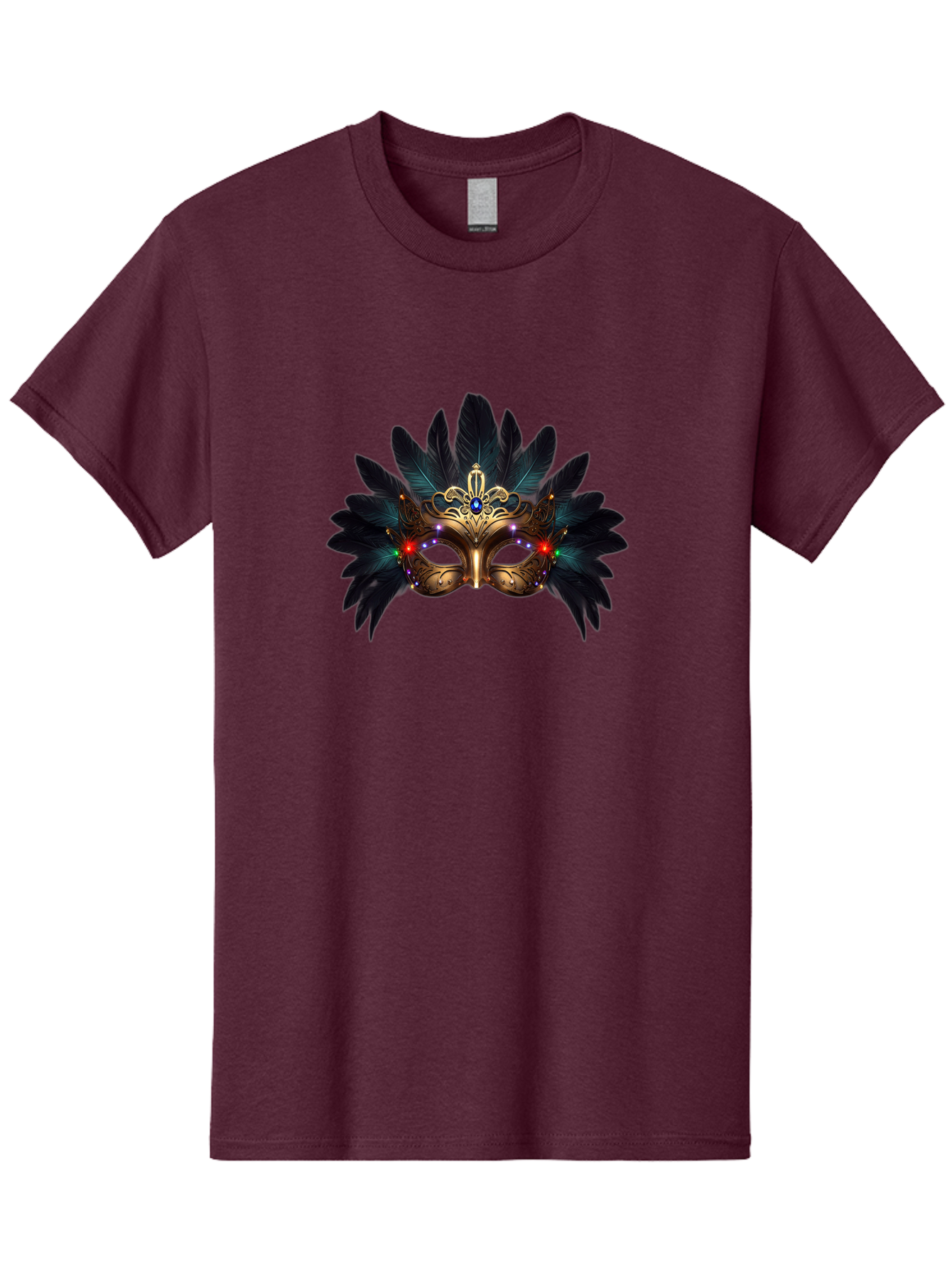 Venetian-Mask-2 Men'S Graphic Tee, 100% Cotton, Comfortable Casual Summer Wear, Machine Washable, Golden Mask, Venetian Mask, Carnival Attire, Masquerade Ball, Decorative Feathers, Gemstone Embellishments, Festive Accessories, Bad889