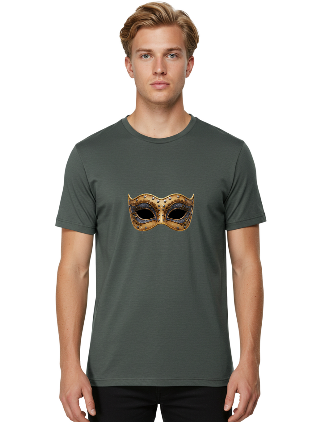 Venetian-Mask-5 Men'S Graphic Tee, 100% Cotton, Comfortable Casual Summer Wear, Machine Washable, Leather Mask, Decorative Mask, Masquerade Ball, Costume Accessory, Rhinestone Embellishments, Eye Cover, Fashion Statement, Luxury Design, Bad892