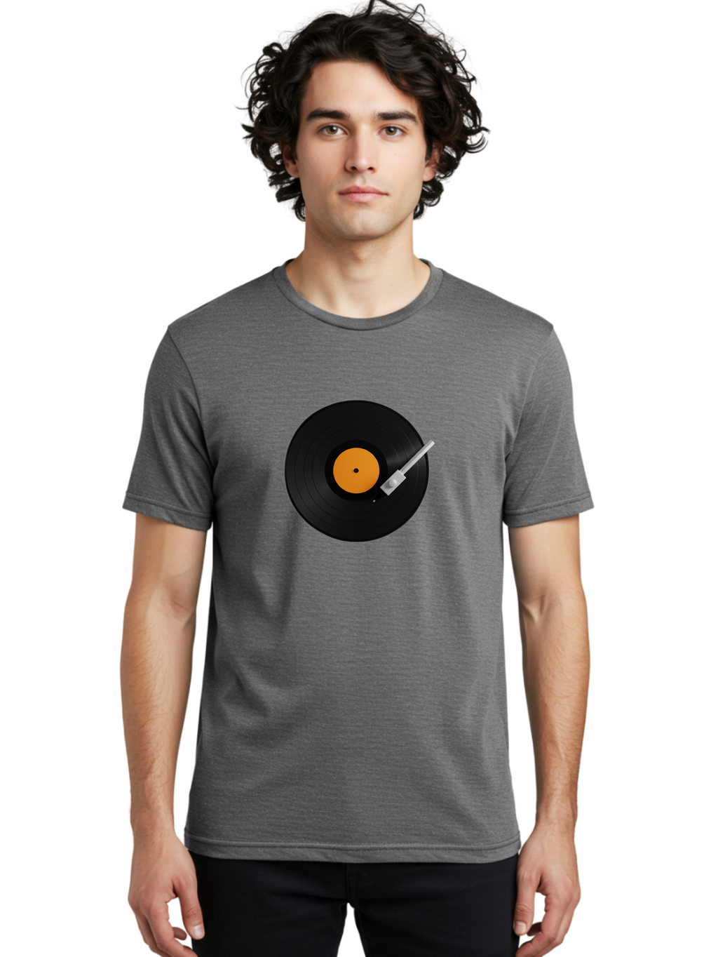 Vinyl-Record-Player-1 Men'S Graphic Tee, 100% Cotton, Comfortable Casual Summer Wear, Machine Washable, Vinyl Record, Record Player, Music, Black Vinyl, Orange Label, Dj Equipment, Music Technology, Retro Sound, Analog Music Bad899