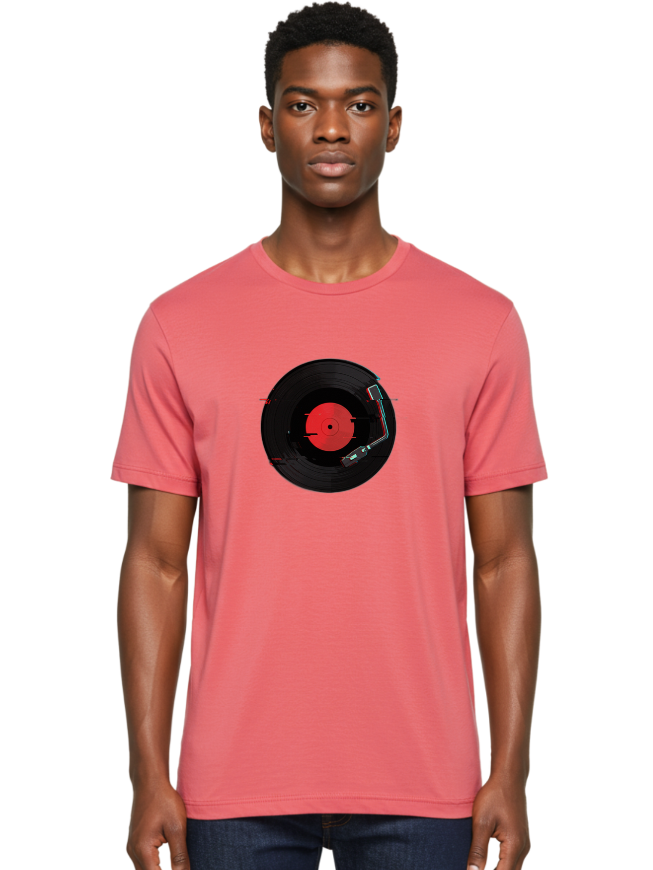Vinyl-Record-Player-2 Men'S Graphic Tee, 100% Cotton, Comfortable Casual Summer Wear, Machine Washable, Vinyl Record, Record Player, Music, Black Vinyl, Red Label, Dj Equipment, Turntable, Music Player, Retro Audio Bad900