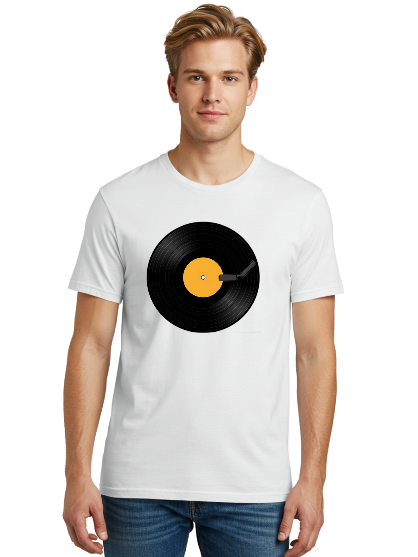 Vinyl-Record-Player-3 Men'S Graphic Tee, 100% Cotton, Comfortable Casual Summer Wear, Machine Washable, Vinyl Record, Record Player, Music Listening, Retro Audio, Classic Sound, Nostalgic Vibe, Music Culture Bad901