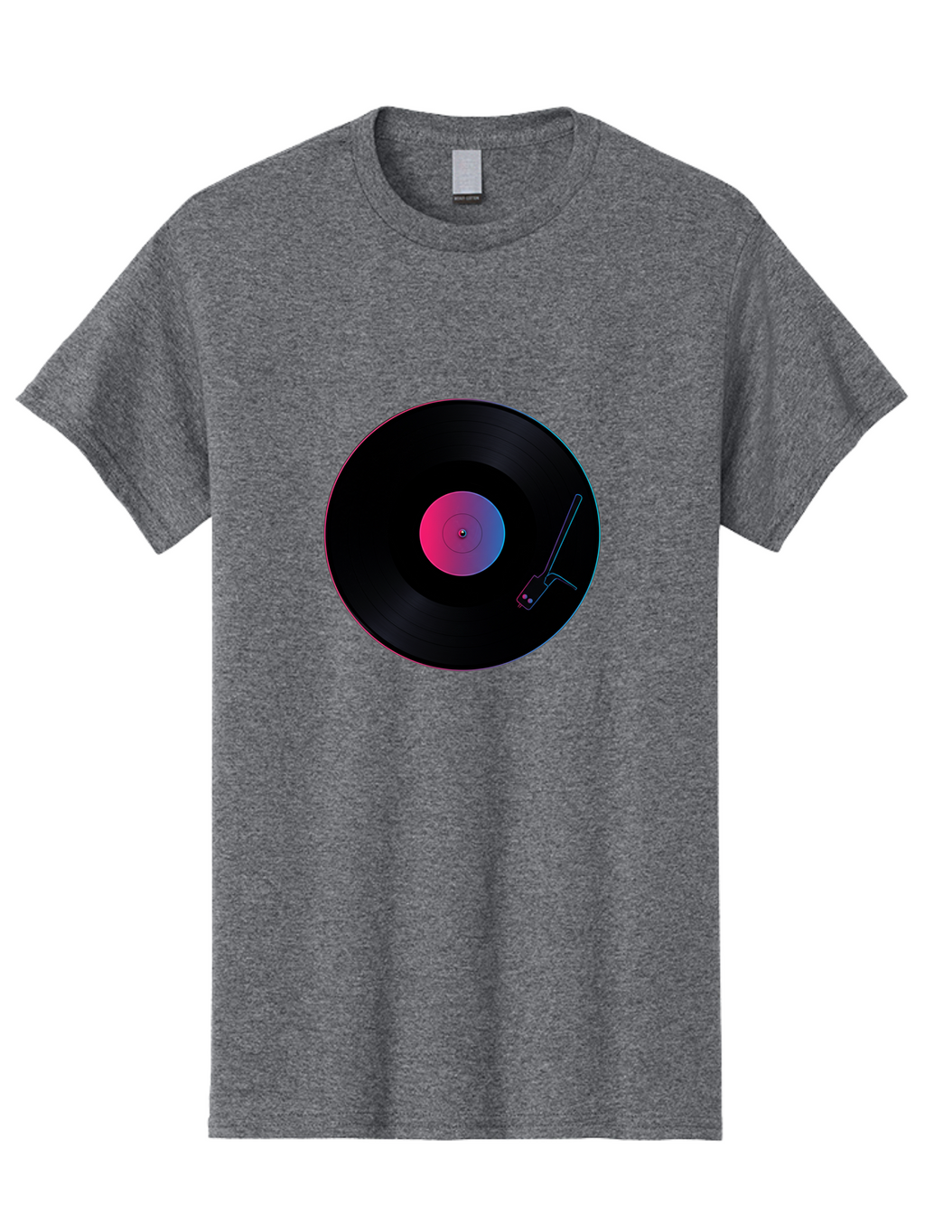 Vinyl-Record-Player Men'S Graphic Tee, 100% Cotton, Comfortable Casual Summer Wear, Machine Washable, Vinyl Record, Record Player, Music Lover, Dj Culture, Retro Vibe, Black Vinyl, Neon Glow, Music Nostalgia, Vinyl Collection, Turntable Art Bad903