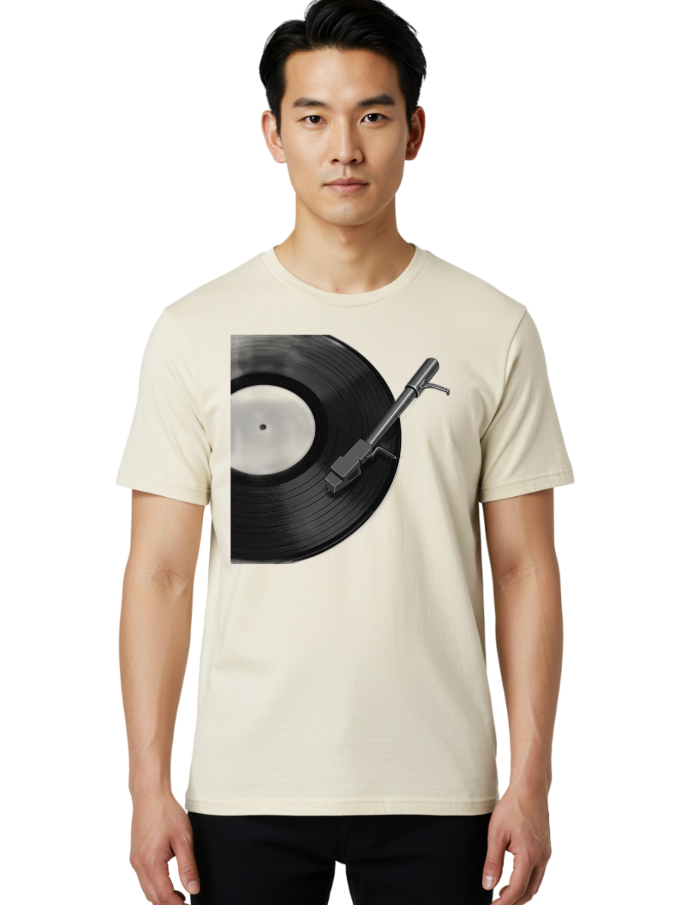 Vinyl-Record Men'S Graphic Tee, 100% Cotton, Comfortable Casual Summer Wear, Machine Washable, Vinyl Record, Record Player, Turntable, Music Equipment, Dj Setup, Audio Technology, Analog Sound, Music Listening Bad905