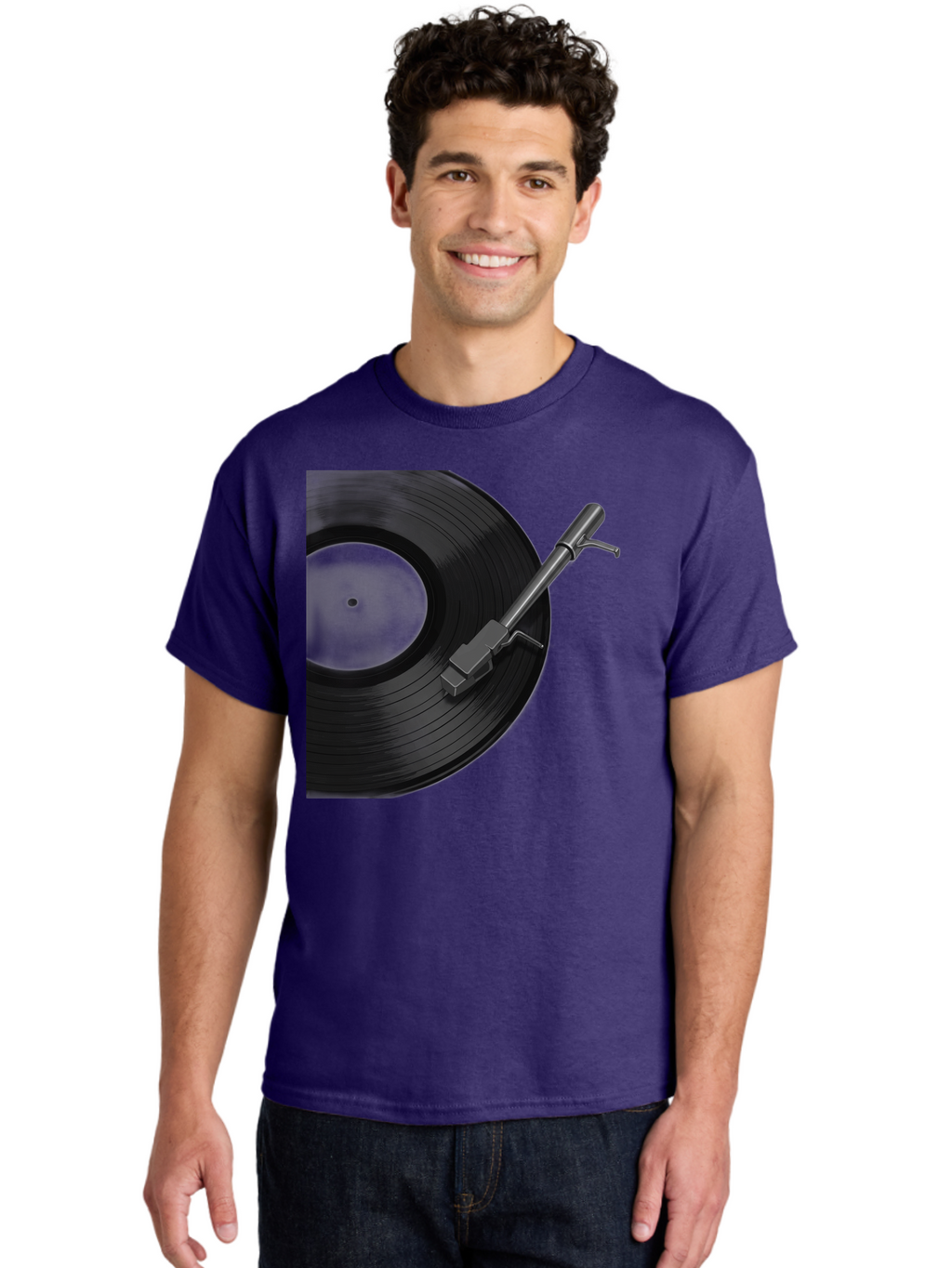 Vinyl-Record Men'S Graphic Tee, 100% Cotton, Comfortable Casual Summer Wear, Machine Washable, Vinyl Record, Record Player, Turntable, Music Equipment, Dj Setup, Audio Technology, Analog Sound, Music Listening Bad905