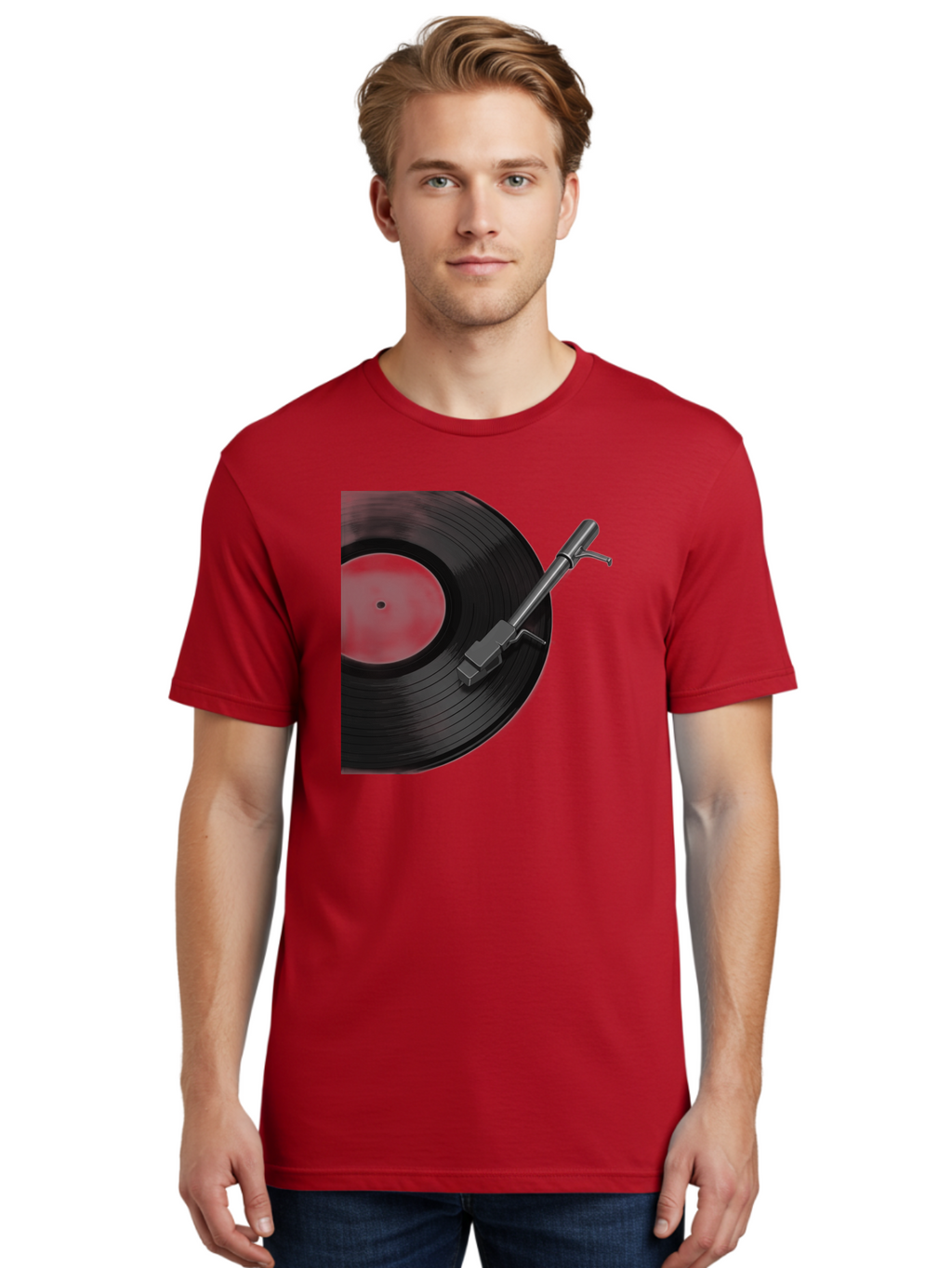 Vinyl-Record Men'S Graphic Tee, 100% Cotton, Comfortable Casual Summer Wear, Machine Washable, Vinyl Record, Record Player, Turntable, Music Equipment, Dj Setup, Audio Technology, Analog Sound, Music Listening Bad905