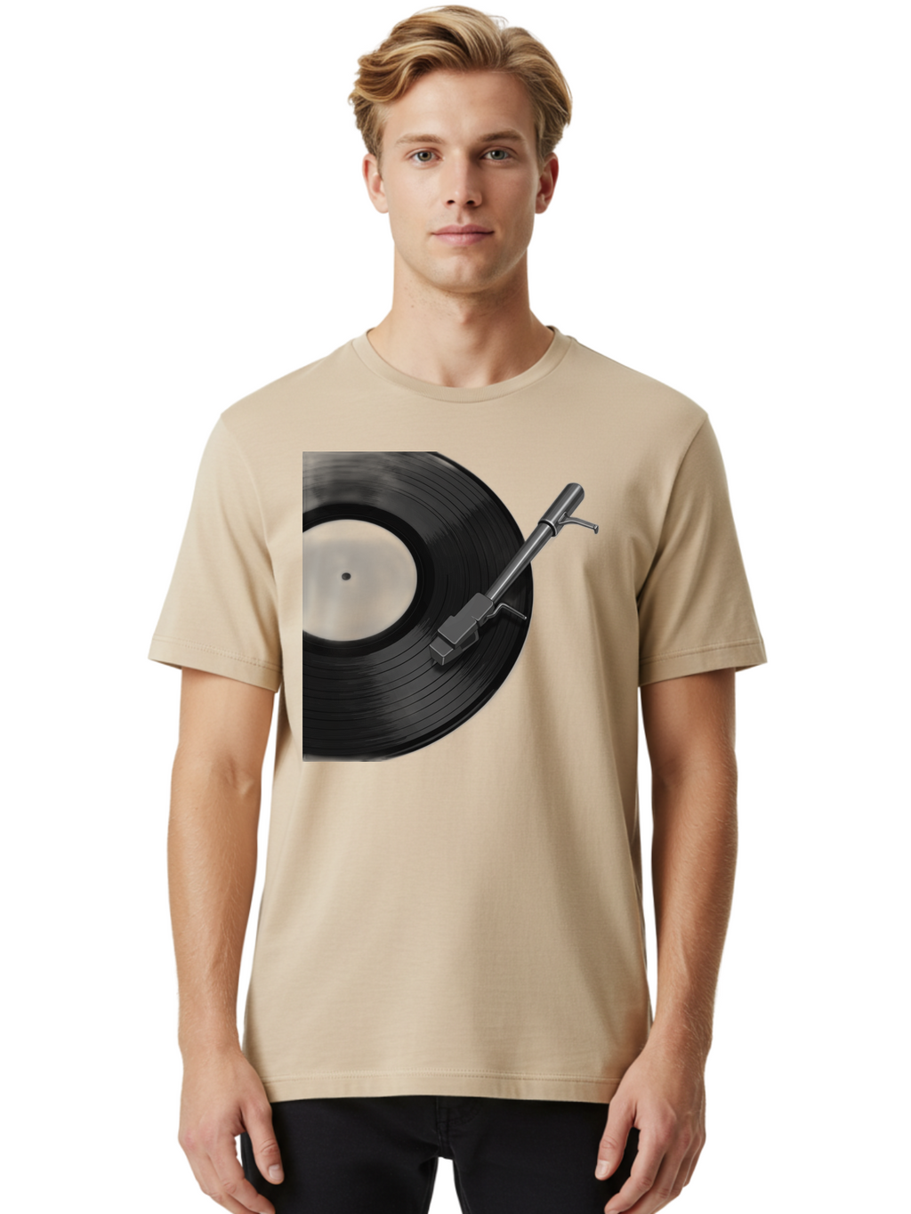 Vinyl-Record Men'S Graphic Tee, 100% Cotton, Comfortable Casual Summer Wear, Machine Washable, Vinyl Record, Record Player, Turntable, Music Equipment, Dj Setup, Audio Technology, Analog Sound, Music Listening Bad905