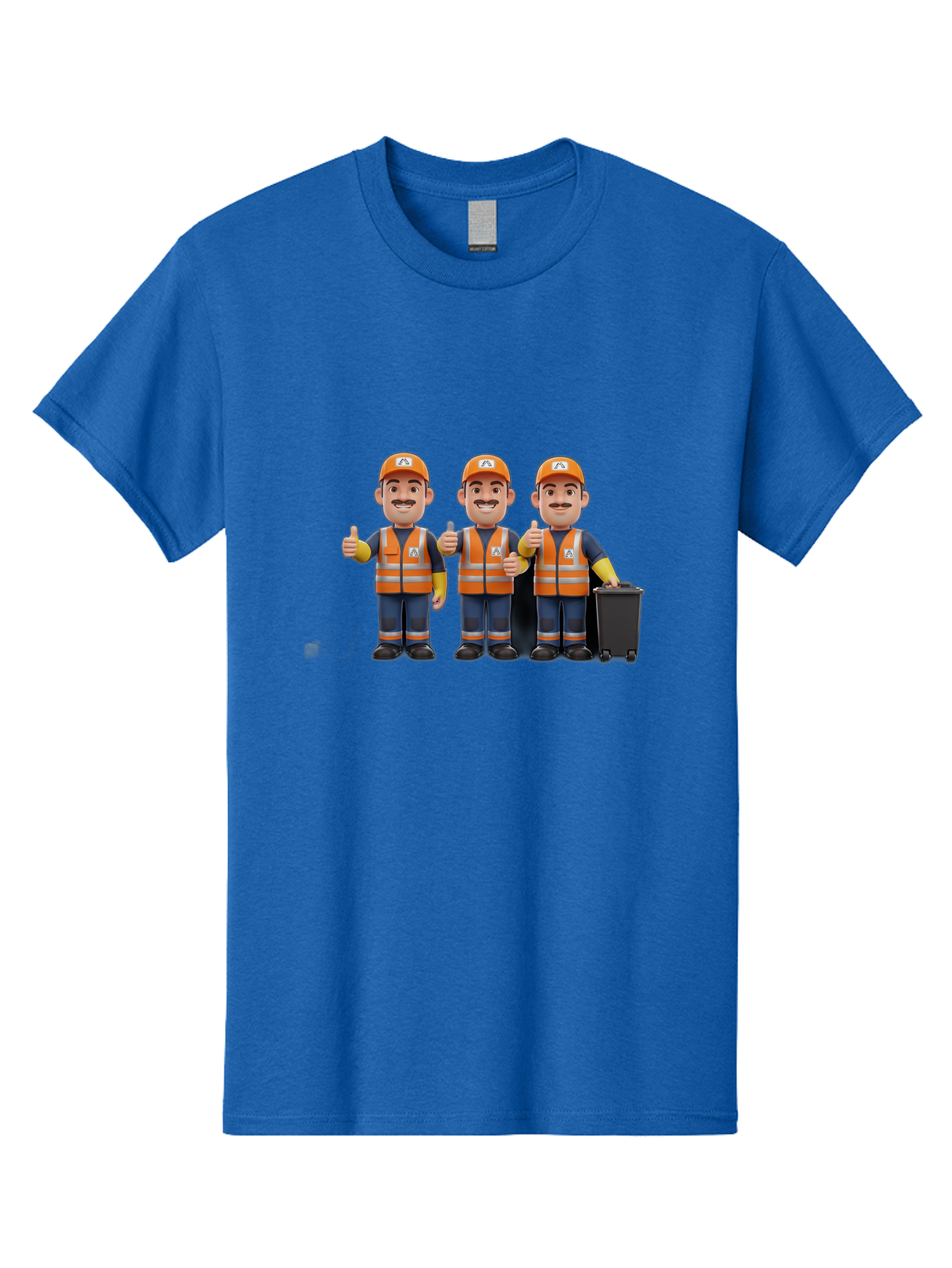 Waste-Management-Workers Men'S Graphic Tee, 100% Cotton, Comfortable Casual Summer Wear, Machine Washable, 3D Illustration, Waste Management Workers, Thumbs Up, Orange Safety Vests, Black Trash Bin, Customer Satisfaction, Bad908