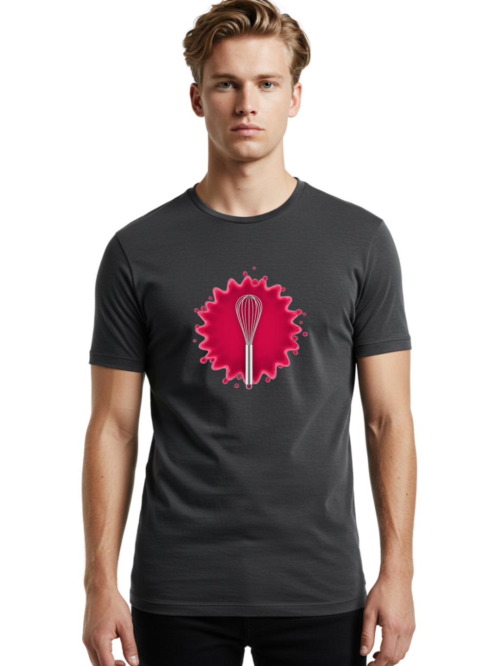 Whisk-1 Men'S Graphic Tee, 100% Cotton, Comfortable Casual Summer Wear, Machine Washable, Cooking Utensil, Kitchen Tool, Stainless Steel Whisk, Mixing, Blending, Recipe, Baking, Sweet Treats, Culinary, Cooking Essentials Bad912
