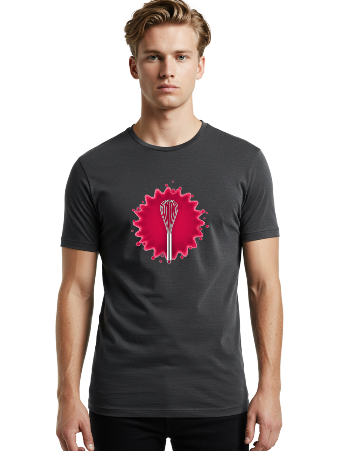 Whisk-1 Men'S Graphic Tee, 100% Cotton, Comfortable Casual Summer Wear, Machine Washable, Cooking Utensil, Kitchen Tool, Stainless Steel Whisk, Mixing, Blending, Recipe, Baking, Sweet Treats, Culinary, Cooking Essentials Bad912