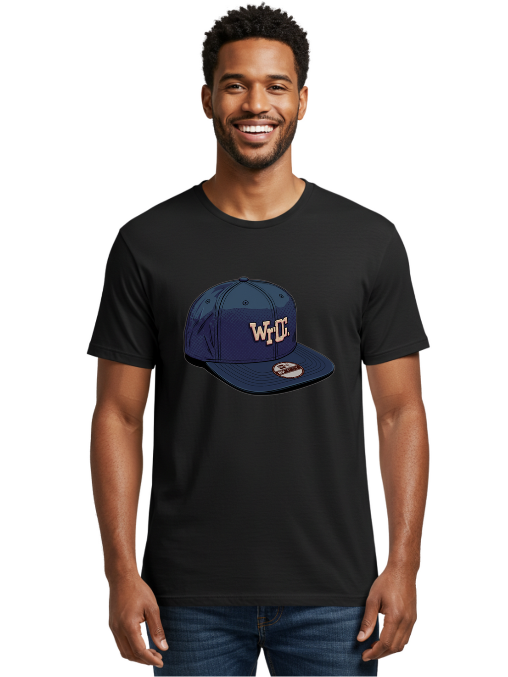 Wrdc-Baseball-Cap Men'S Graphic Tee, 100% Cotton, Comfortable Casual Summer Wear, Machine Washable, Navy Blue Baseball Cap, Trendy Hat, Streetwear Fashion, Wrdc Logo, New Era 59Fifty, Sports Apparel, Logo Design, Fashion Accessory Bad934