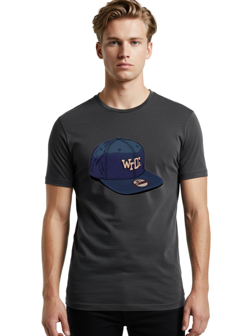 Wrdc-Baseball-Cap Men'S Graphic Tee, 100% Cotton, Comfortable Casual Summer Wear, Machine Washable, Navy Blue Baseball Cap, Trendy Hat, Streetwear Fashion, Wrdc Logo, New Era 59Fifty, Sports Apparel, Logo Design, Fashion Accessory Bad934
