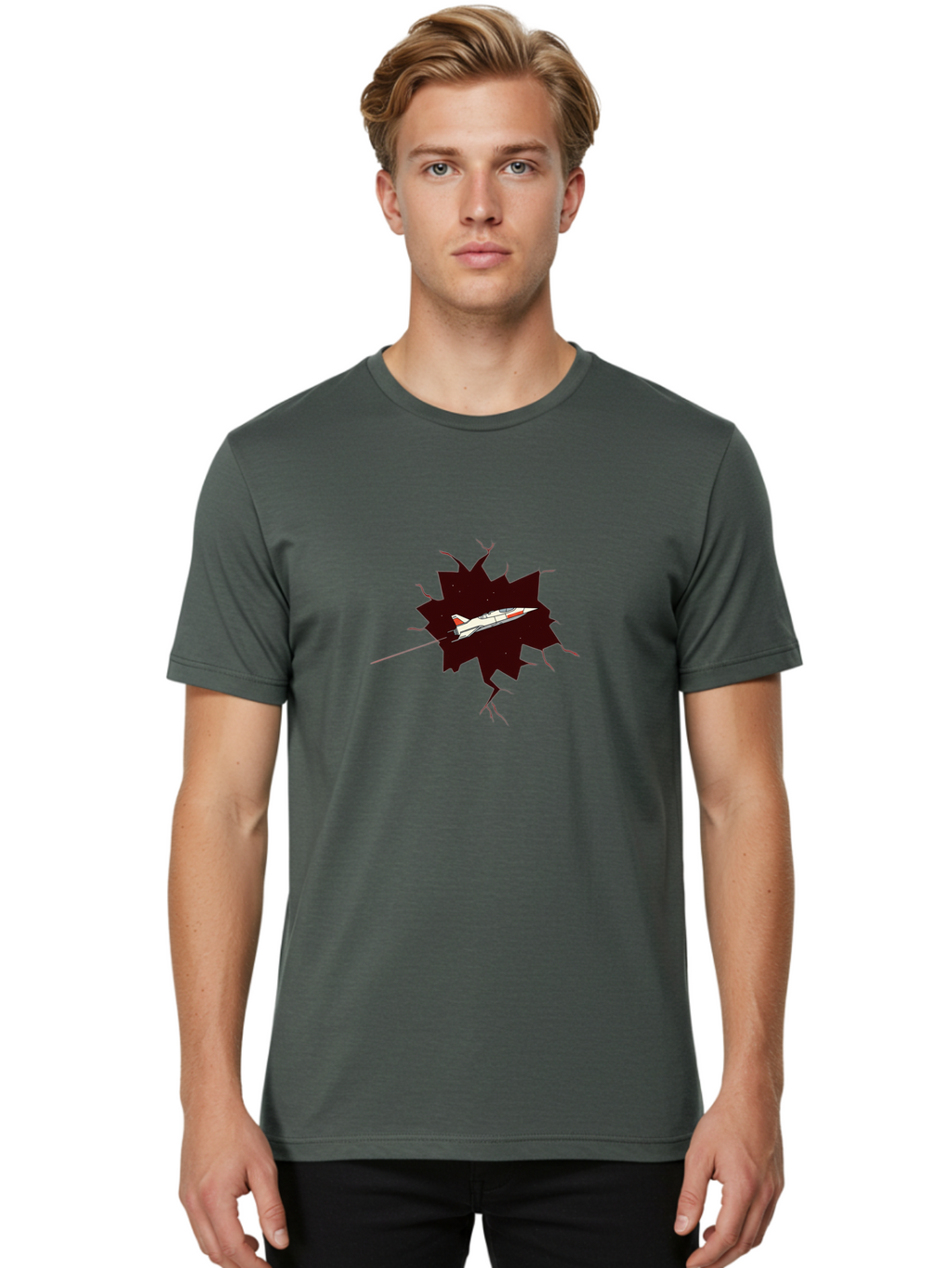 X-15 Men'S Graphic Tee, 100% Cotton, Comfortable Casual Summer Wear, Machine Washable, X-15 Rocket-Powered Aircraft, Breaking Through, Hypersonic Flight, Spaceplane Technology, Experimental Aviation, Nasa Research, High-Speed Aircraft Bad935