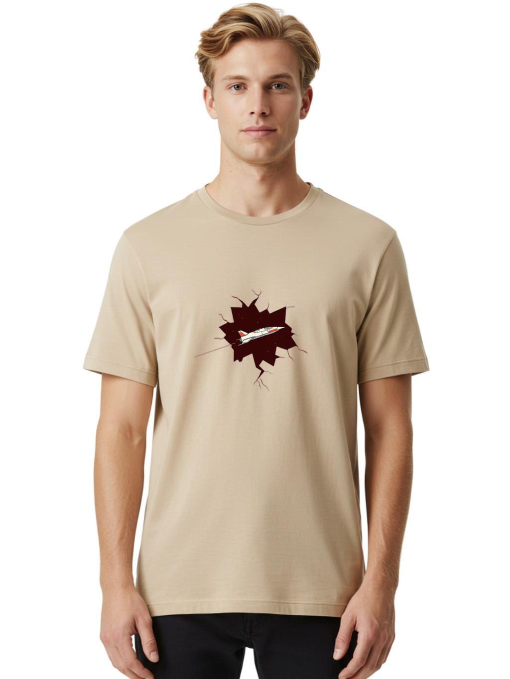 X-15 Men'S Graphic Tee, 100% Cotton, Comfortable Casual Summer Wear, Machine Washable, X-15 Rocket-Powered Aircraft, Breaking Through, Hypersonic Flight, Spaceplane Technology, Experimental Aviation, Nasa Research, High-Speed Aircraft Bad935